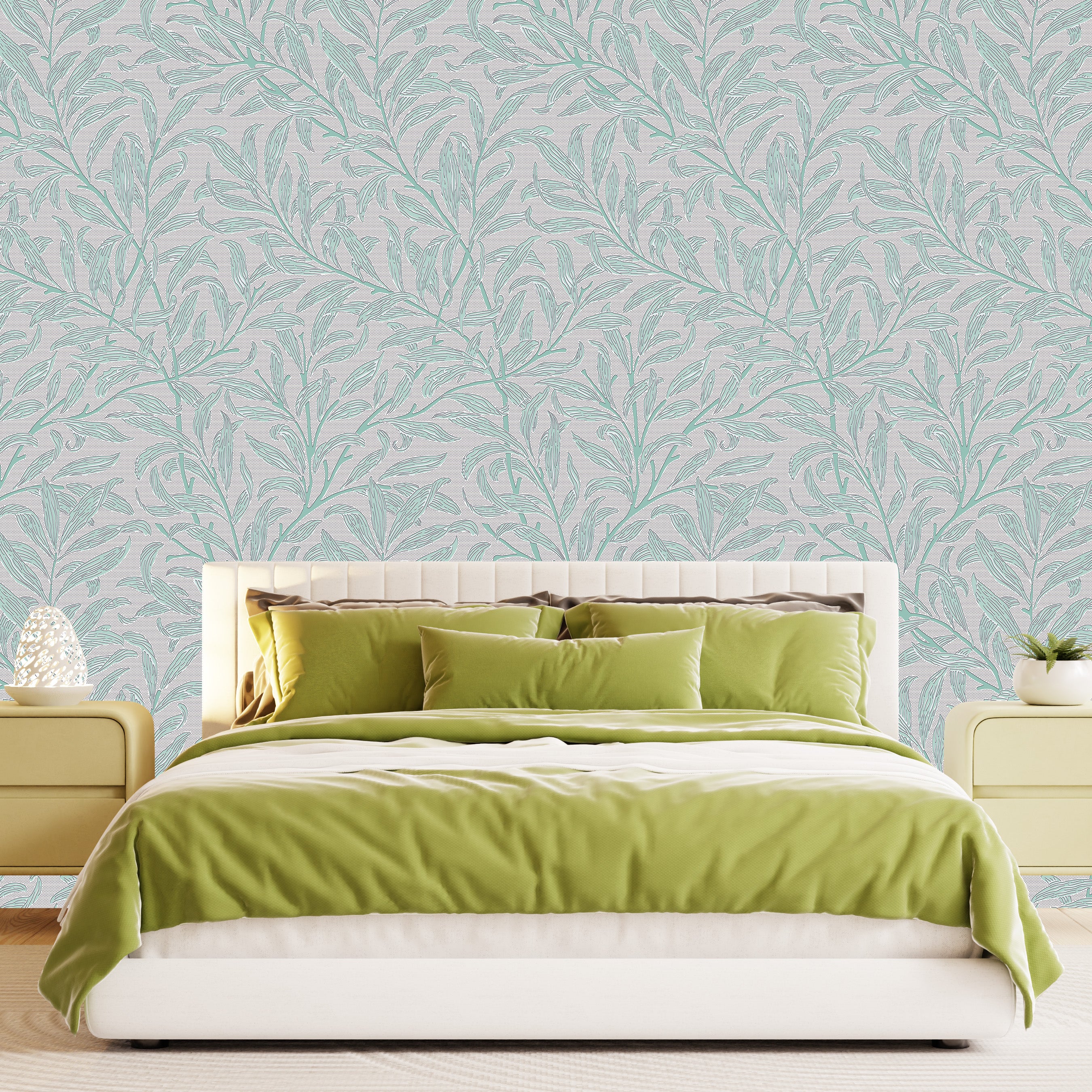 3D Serene Foliage - Printed Wallpaper