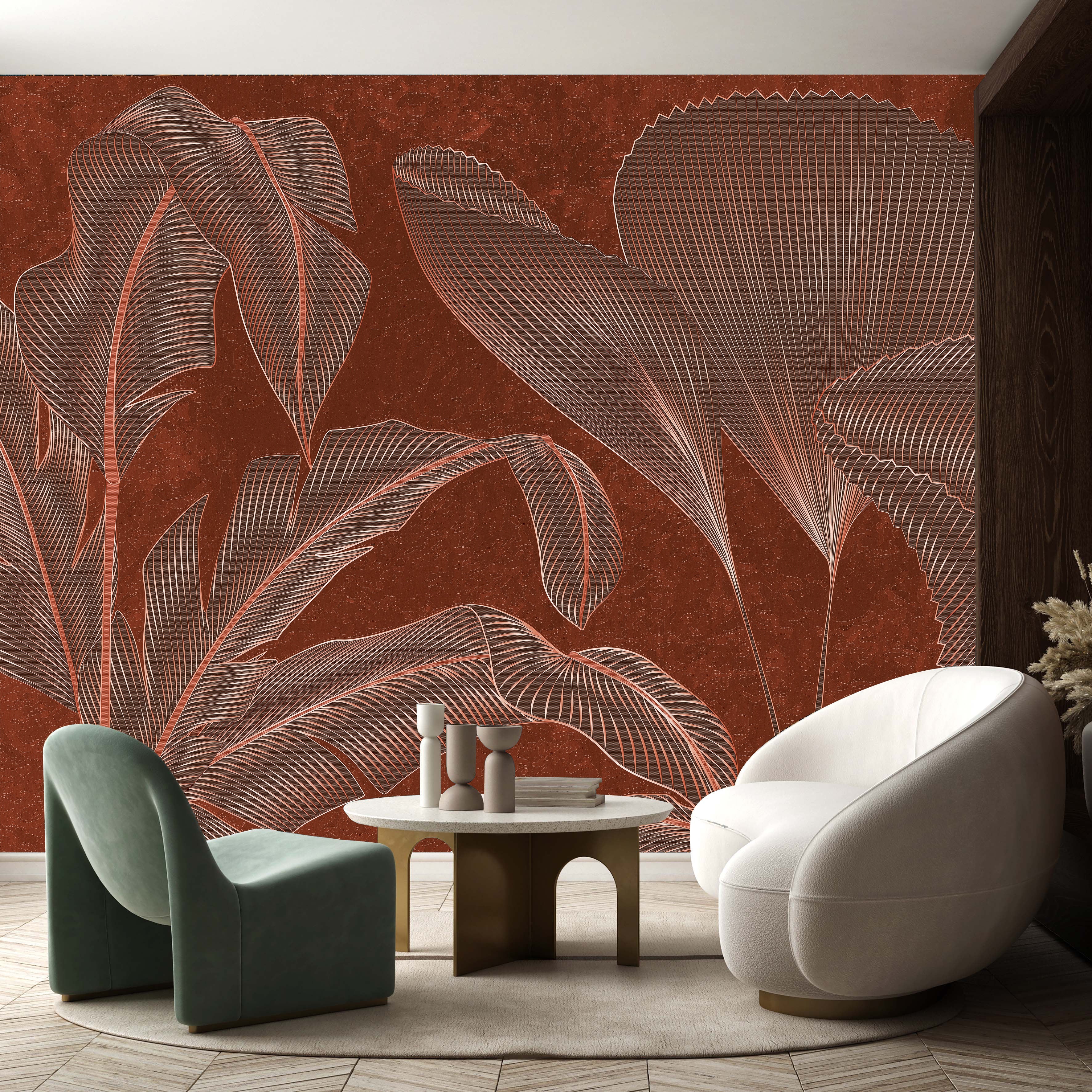 3D Gilded Tropics - Printed Mural