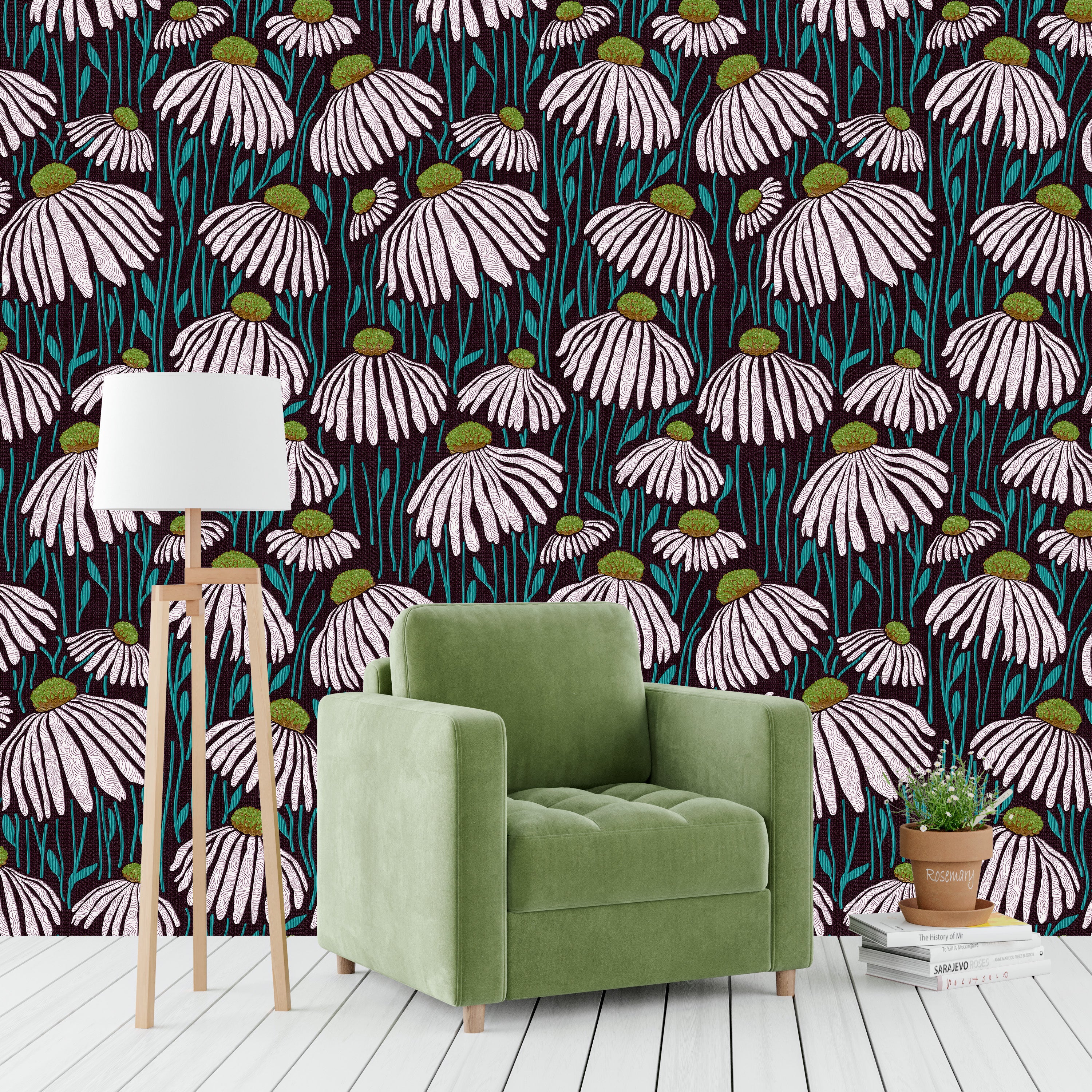 3D Midnight Bloom - Printed Wallpaper