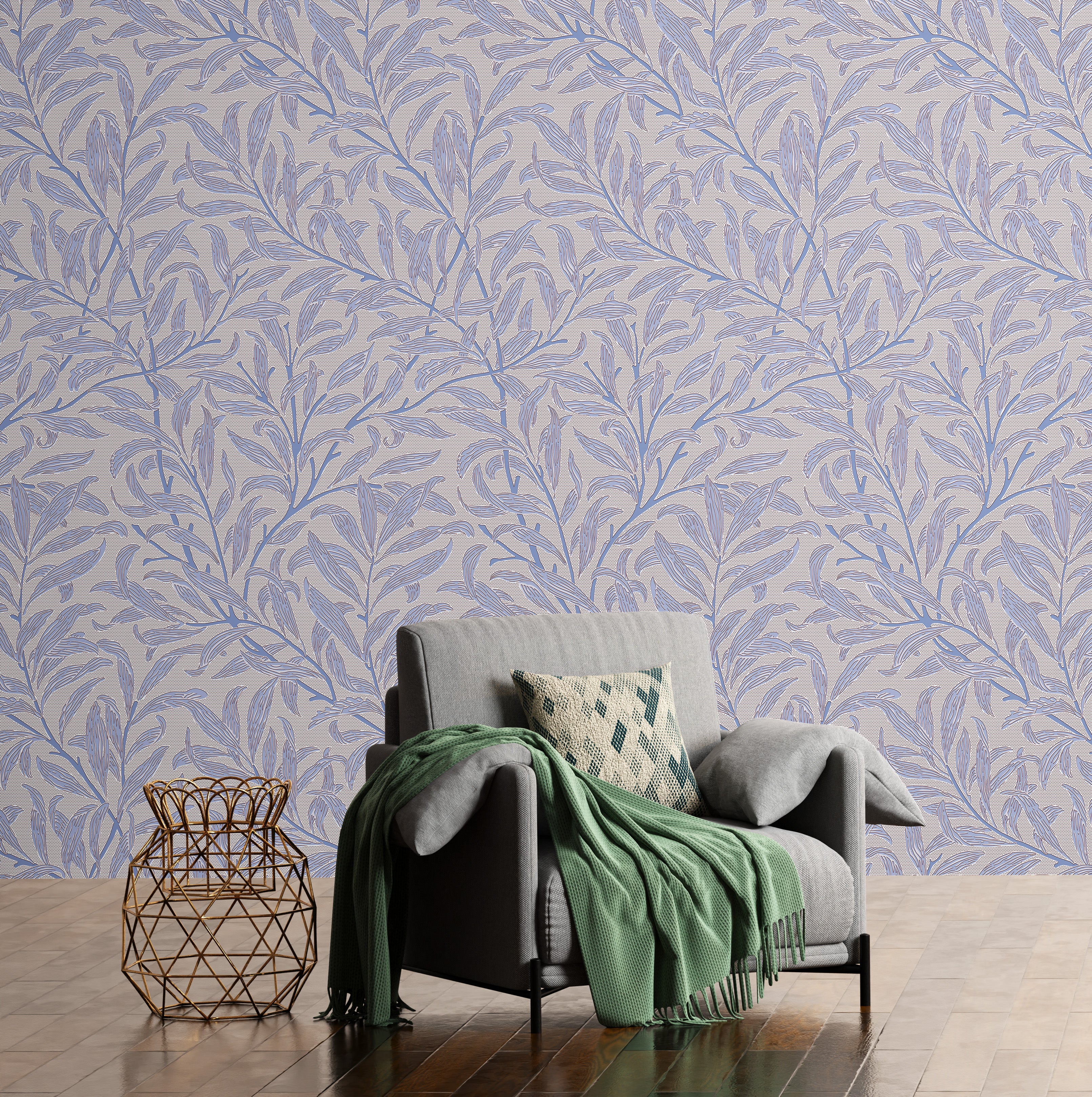 3D Serene Foliage - Printed Wallpaper