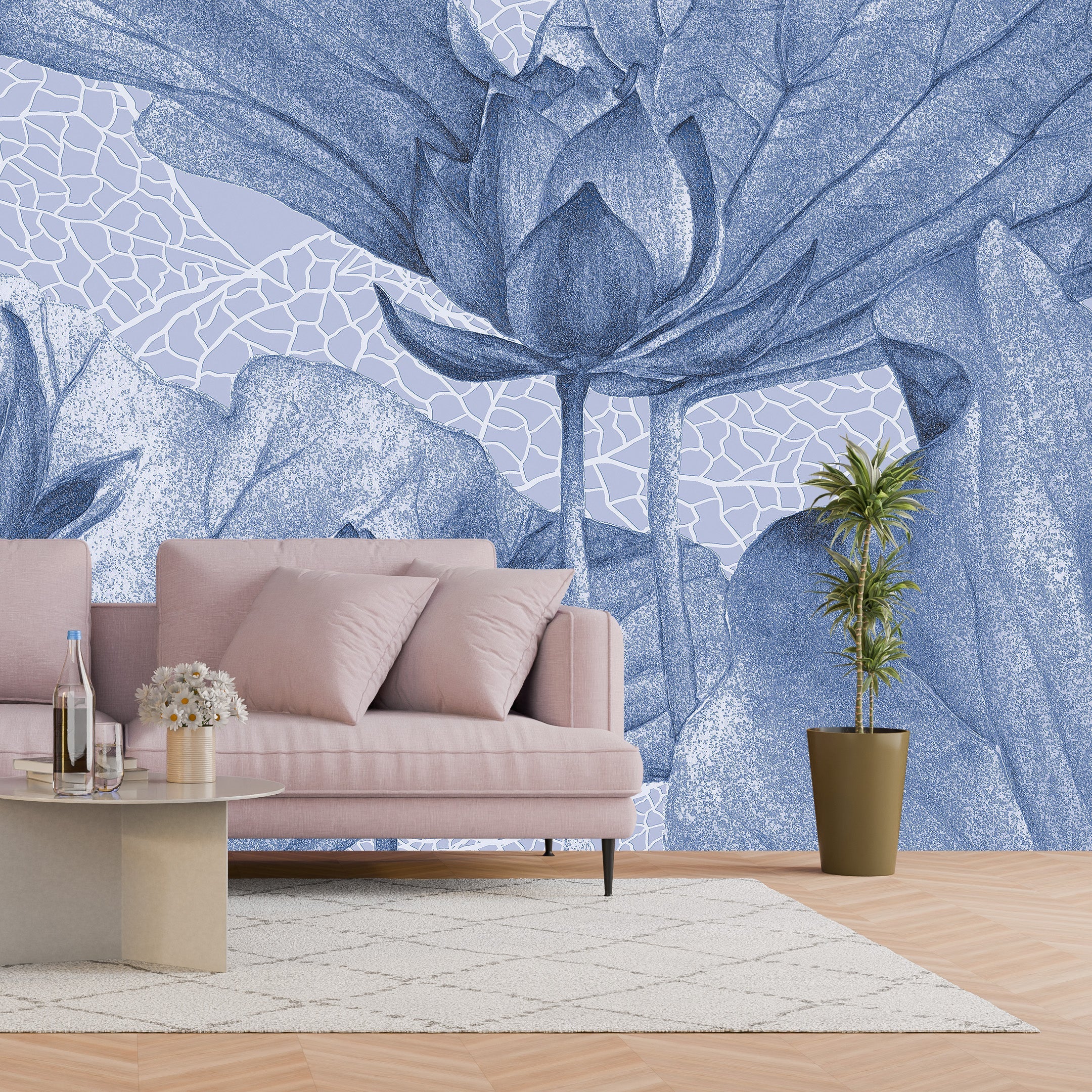 3D Lotus Flower - Printed Mural