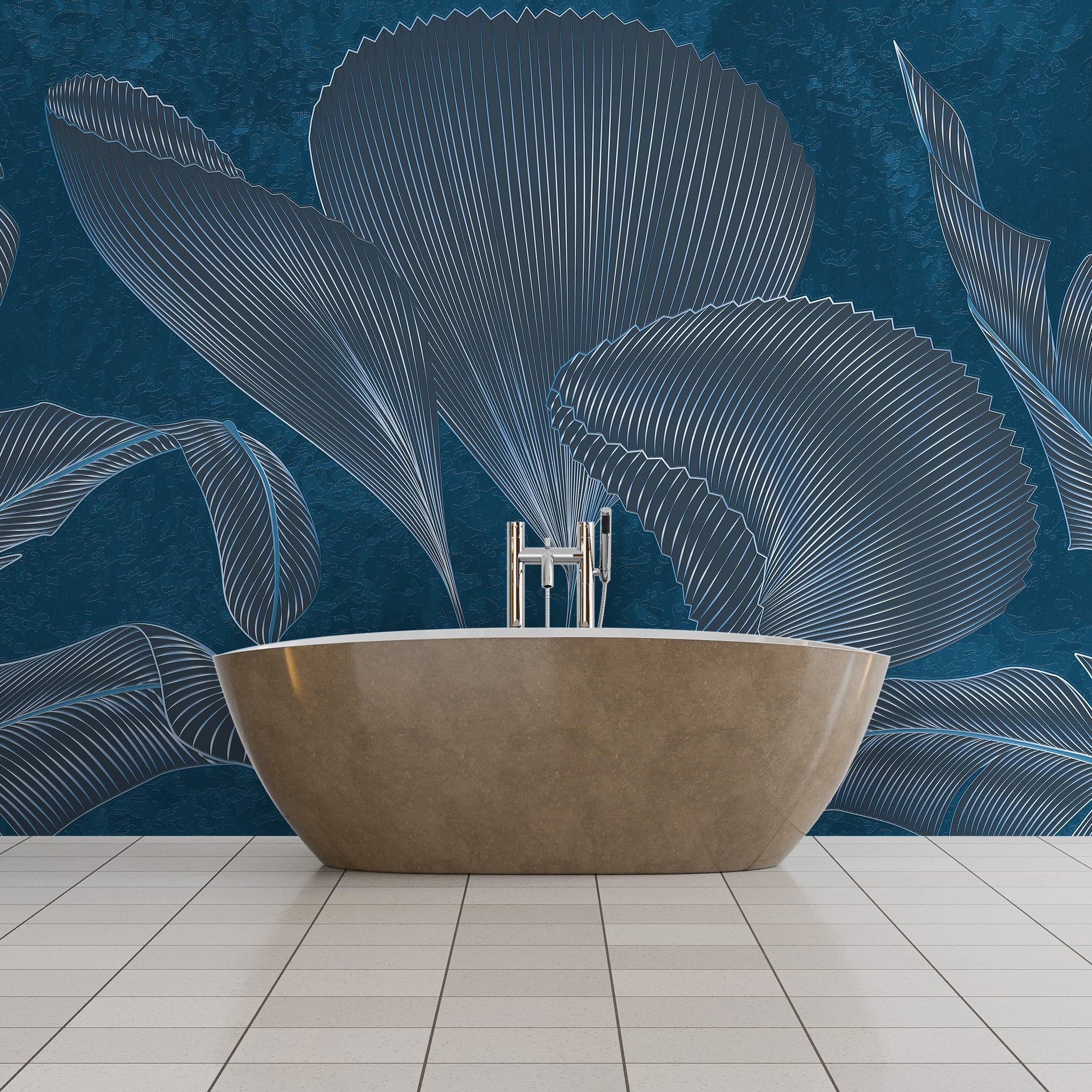 3D Gilded Tropics - Printed Mural