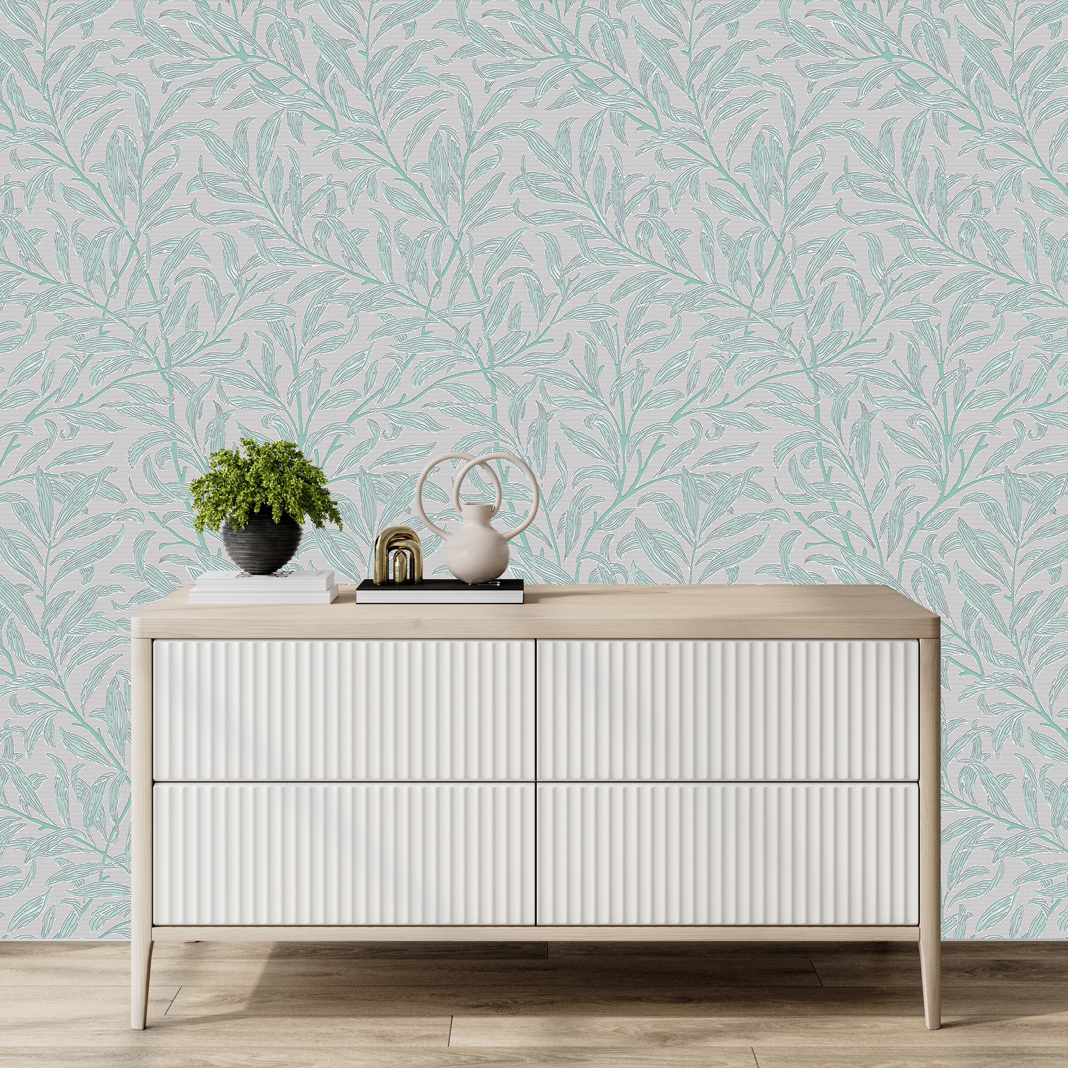 3D Serene Foliage - Printed Wallpaper