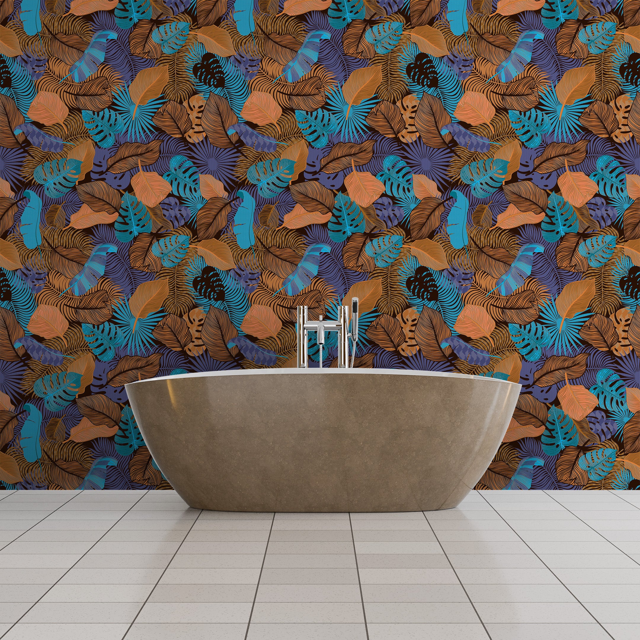 3D Neon Jungle - Printed Wallpaper