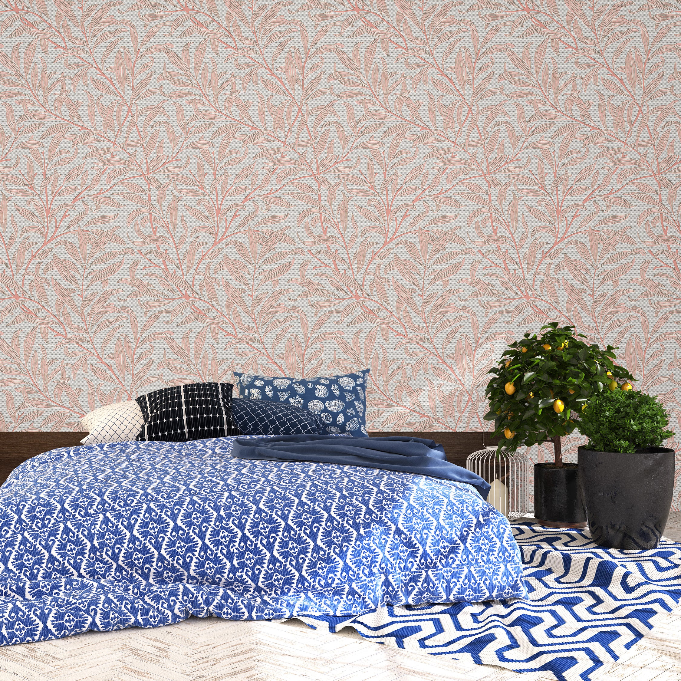3D Serene Foliage - Printed Wallpaper