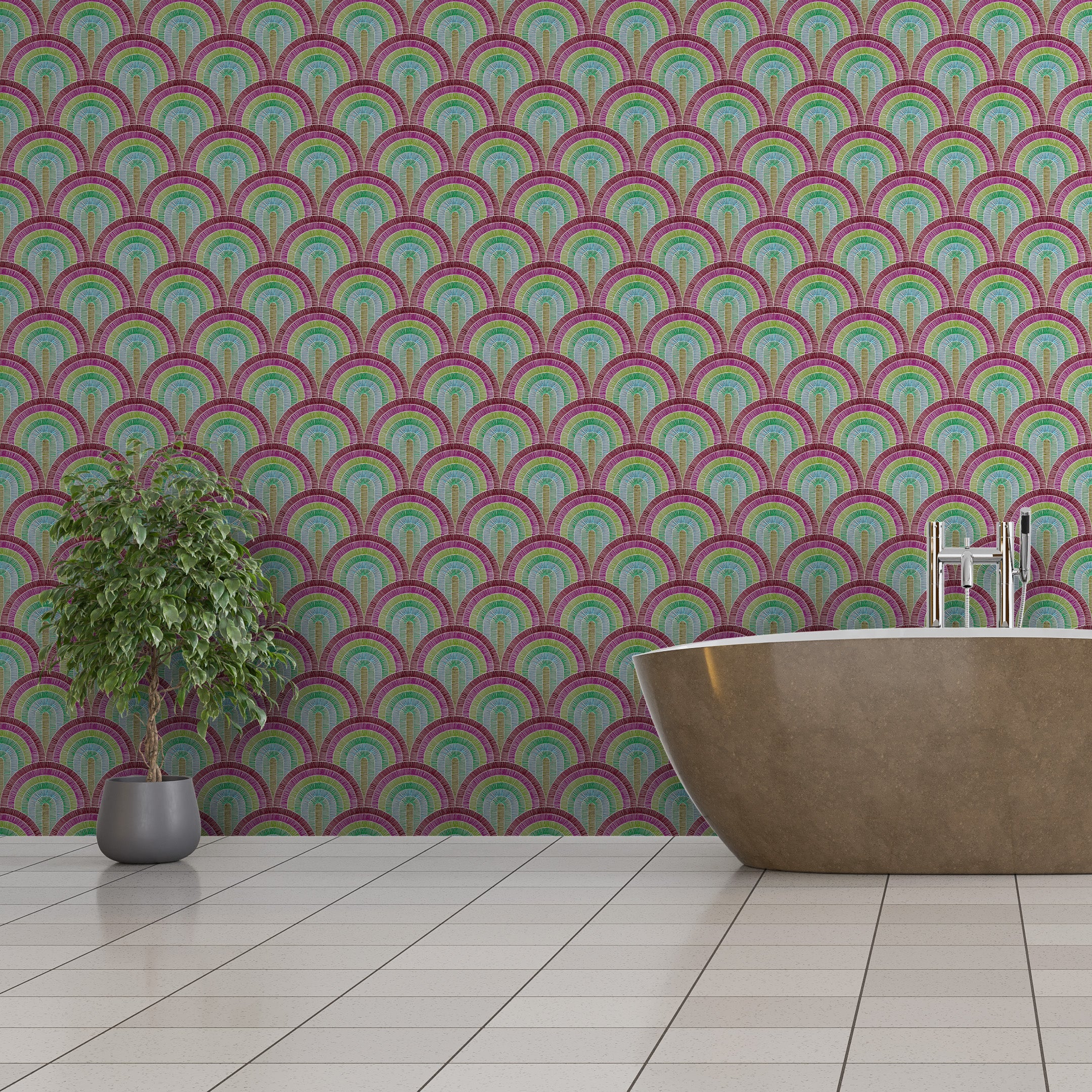 3D Retro Radiance - Printed Wallpaper