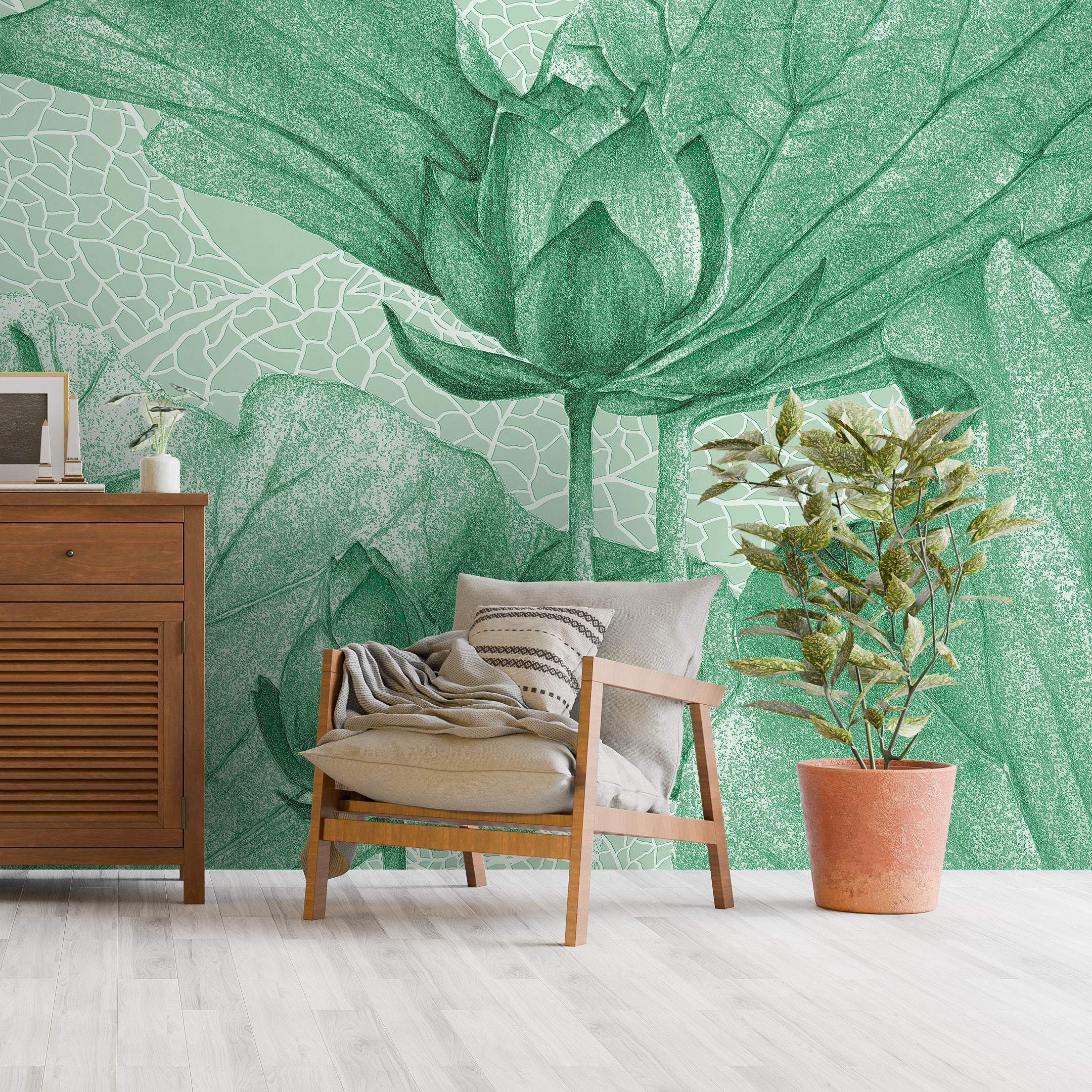 3D Lotus Flower - Printed Mural