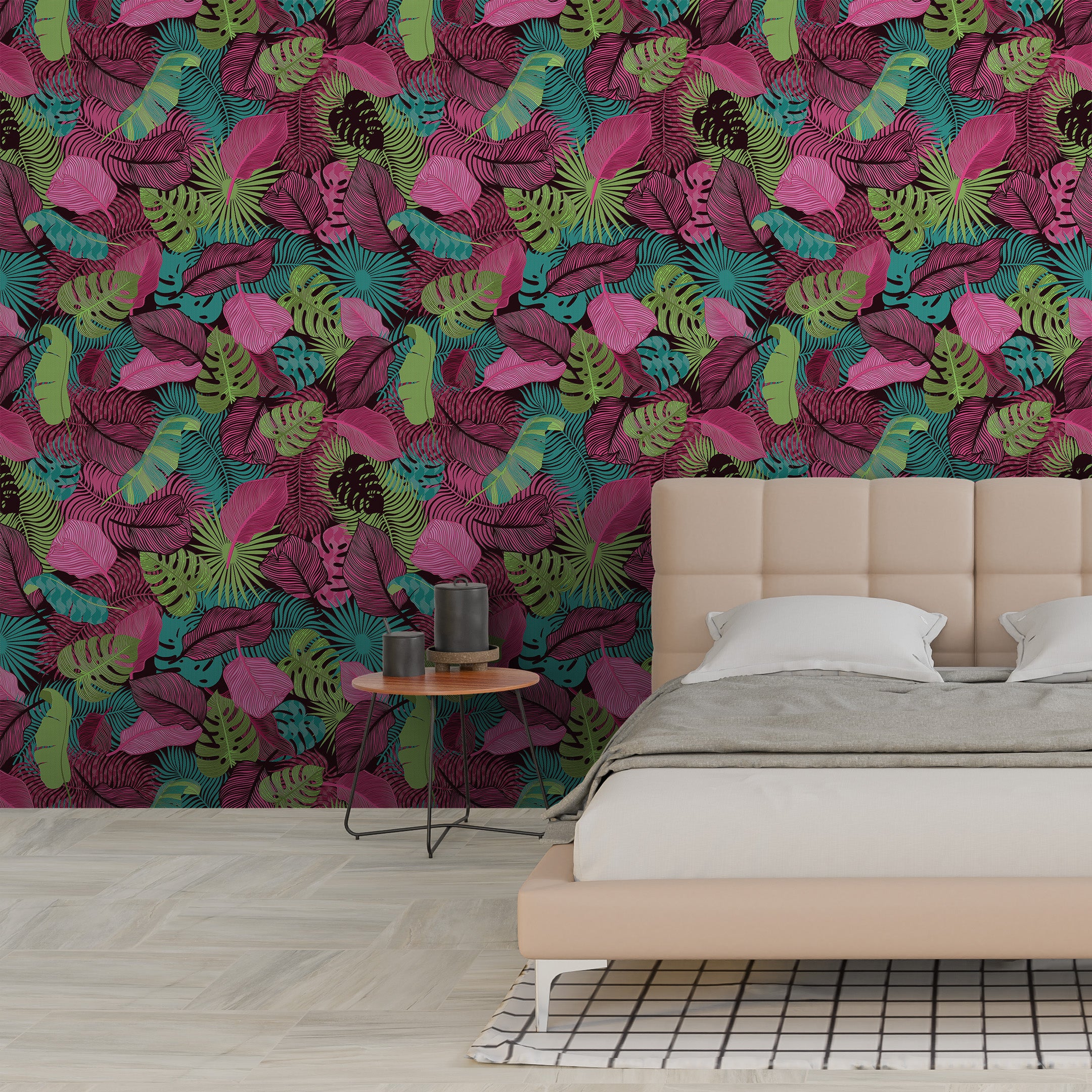 3D Neon Jungle - Printed Wallpaper