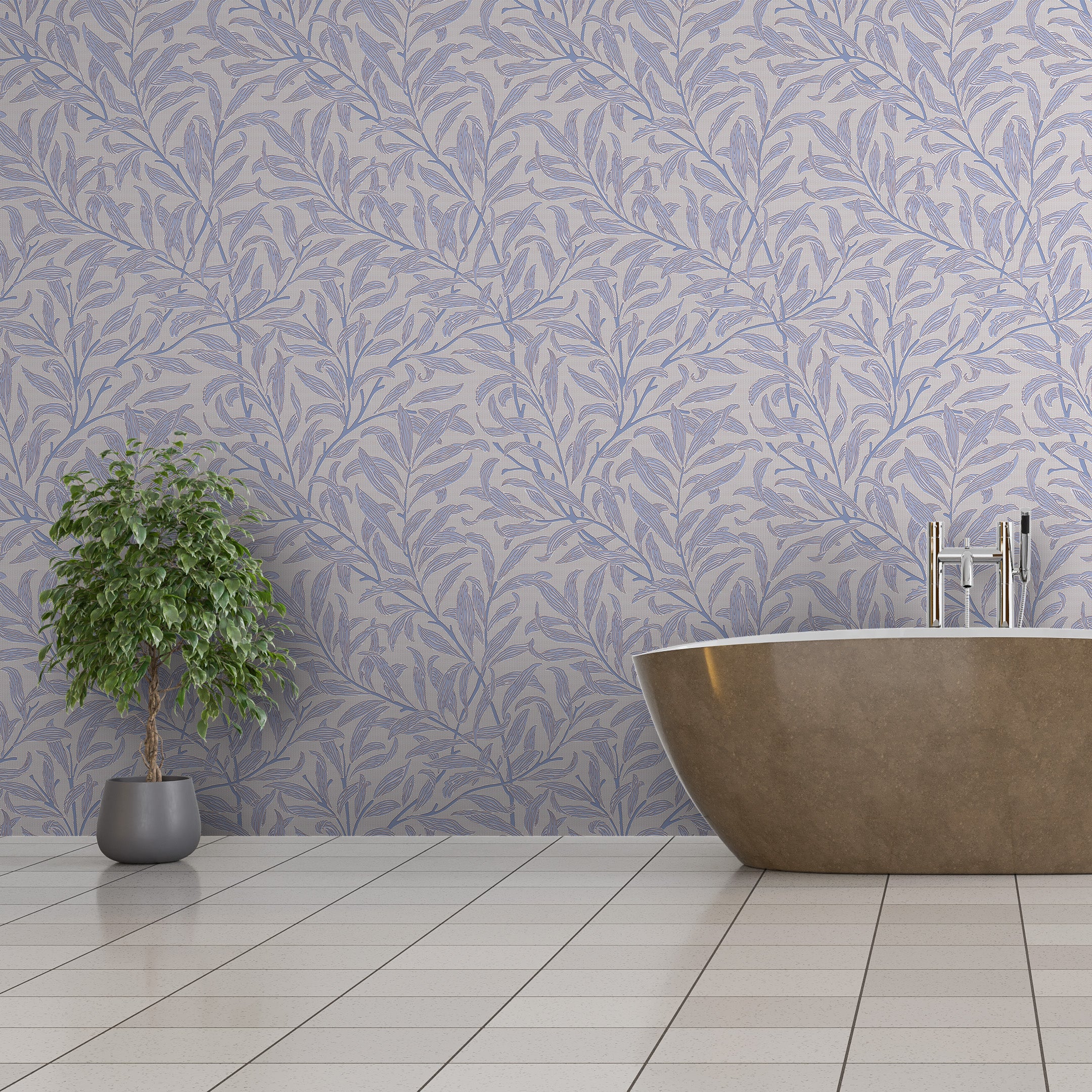 3D Serene Foliage - Printed Wallpaper