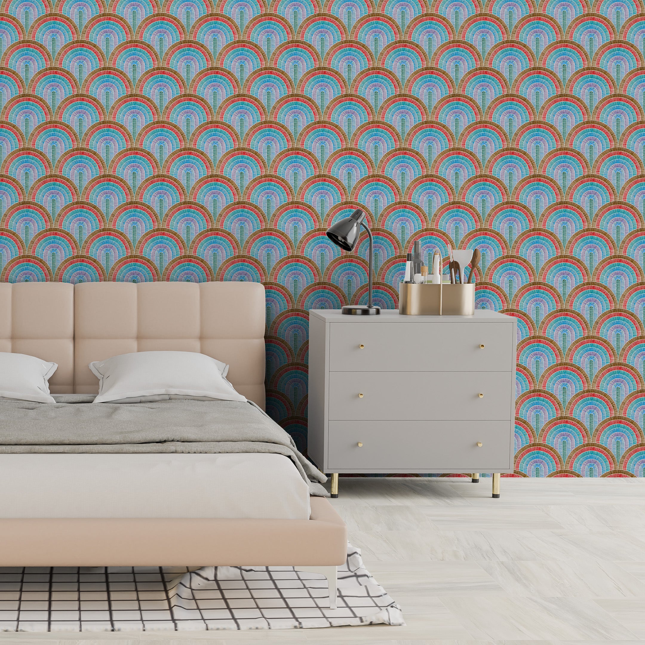 3D Retro Radiance - Printed Wallpaper