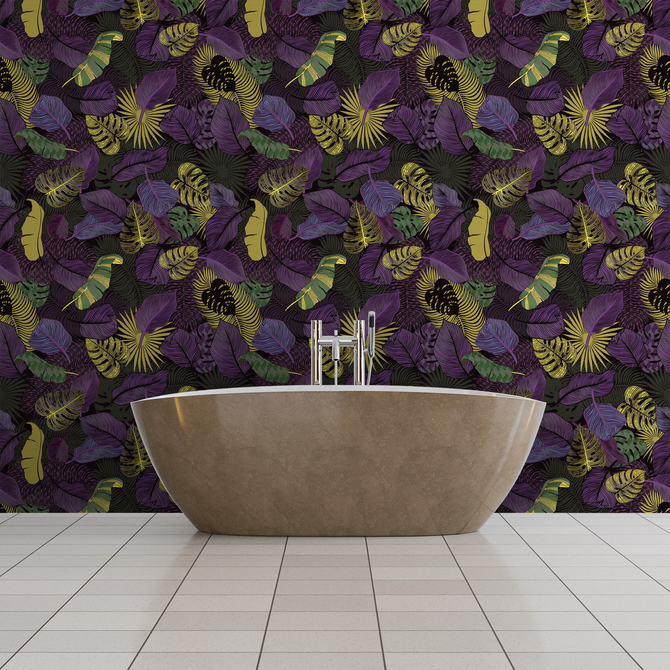 3D Neon Jungle - Printed Wallpaper