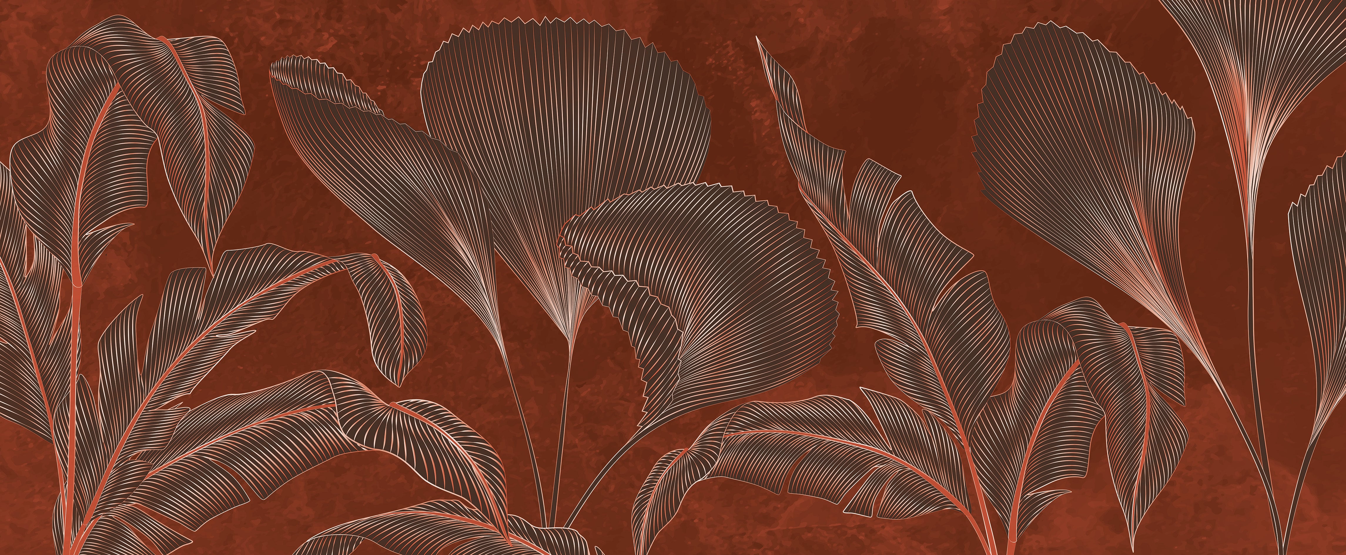 3D Gilded Tropics - Printed Mural