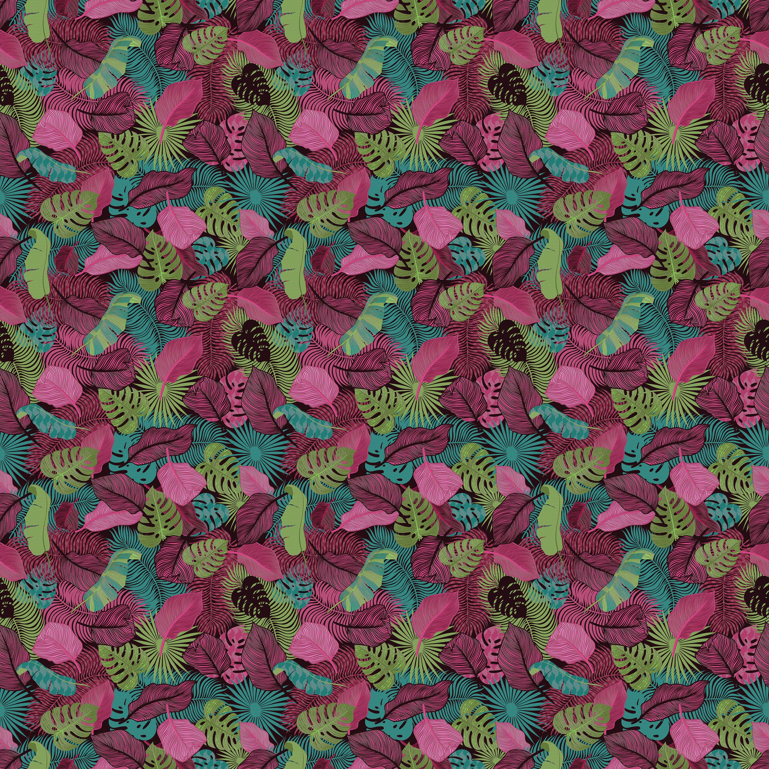 3D Neon Jungle - Printed Wallpaper