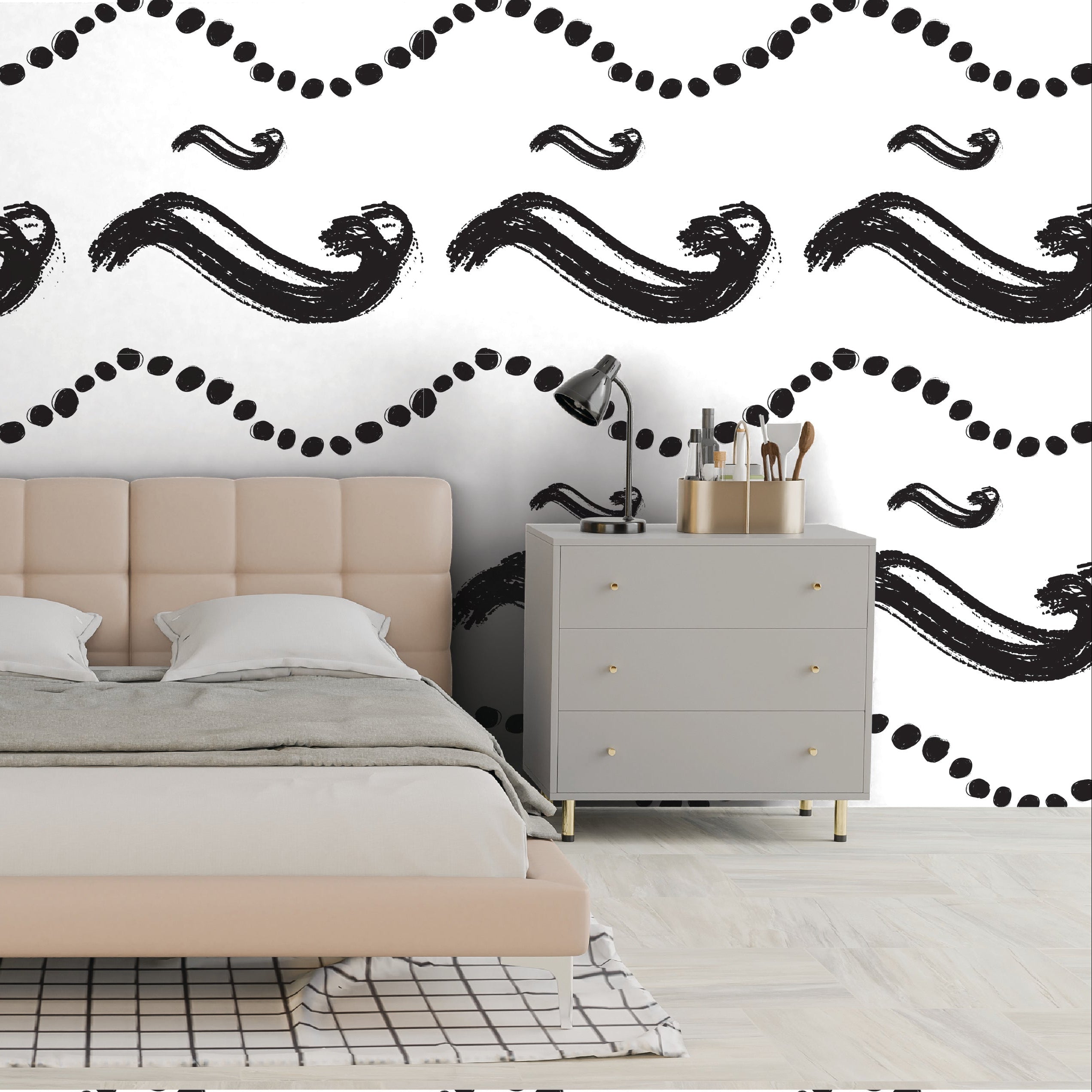 Monochrome Muse - Brushstroke Waves