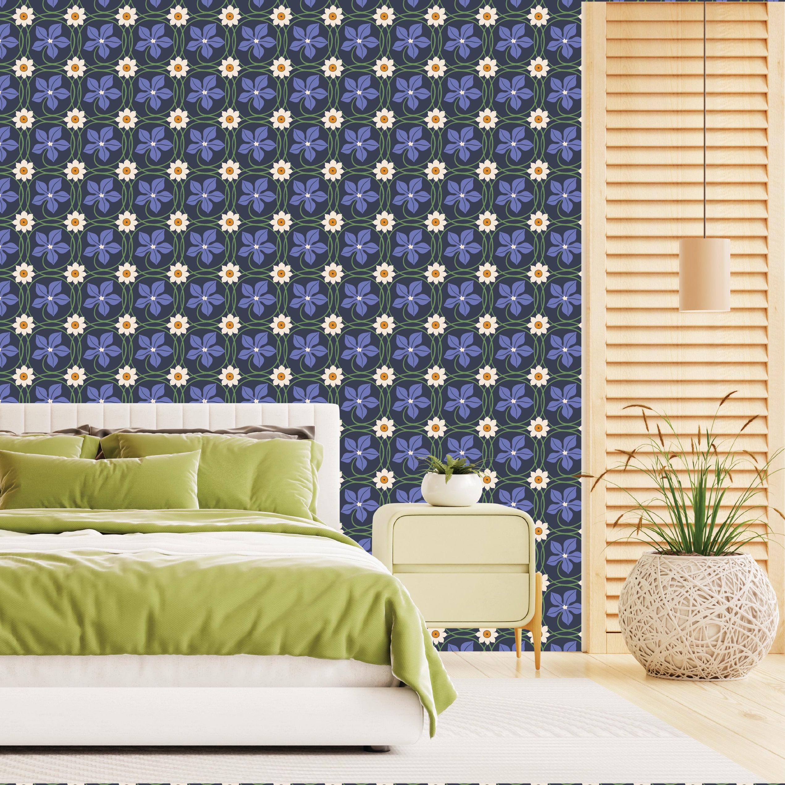 Mythical Menagerie  - Periwinkle Patchwork Wallpaper