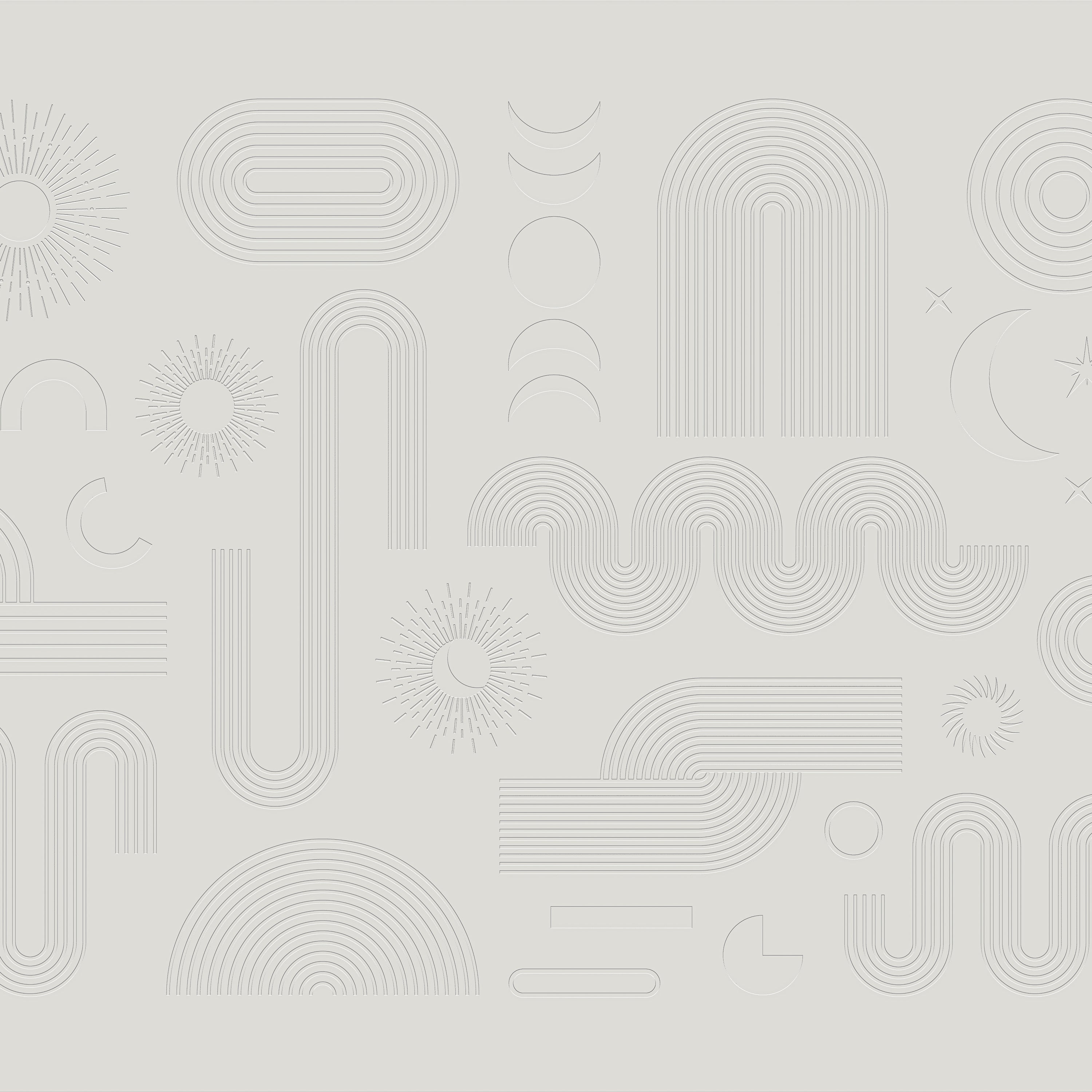 3D Abstract Arch & Sunburst - Paintable Mural