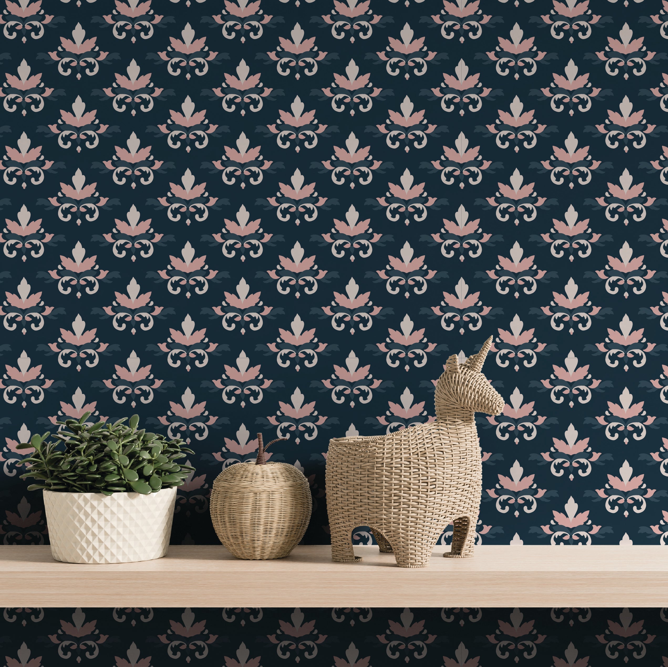 Blush & Indigo - Ornate Damask