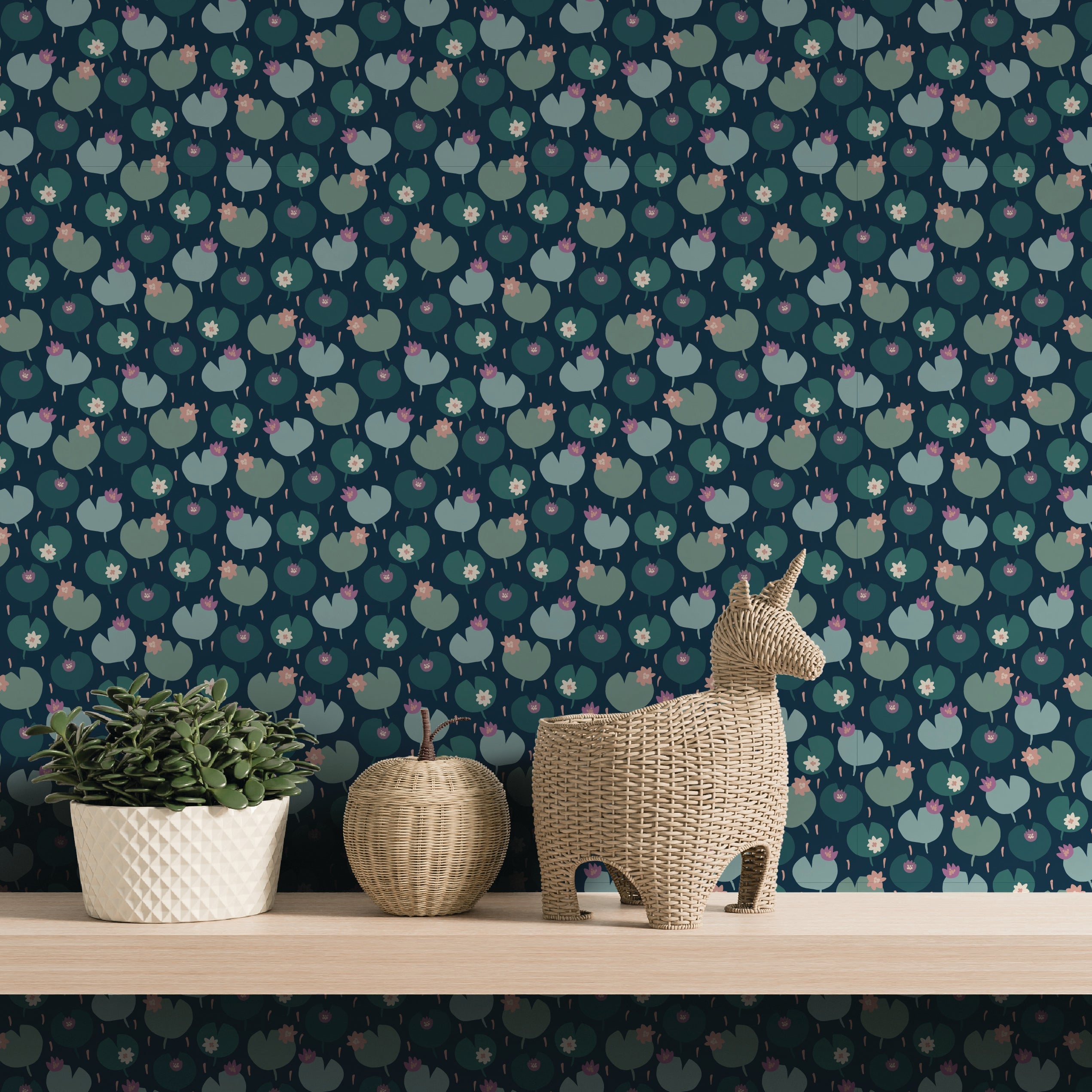 Petit Prints - Teal Ditsy Buds