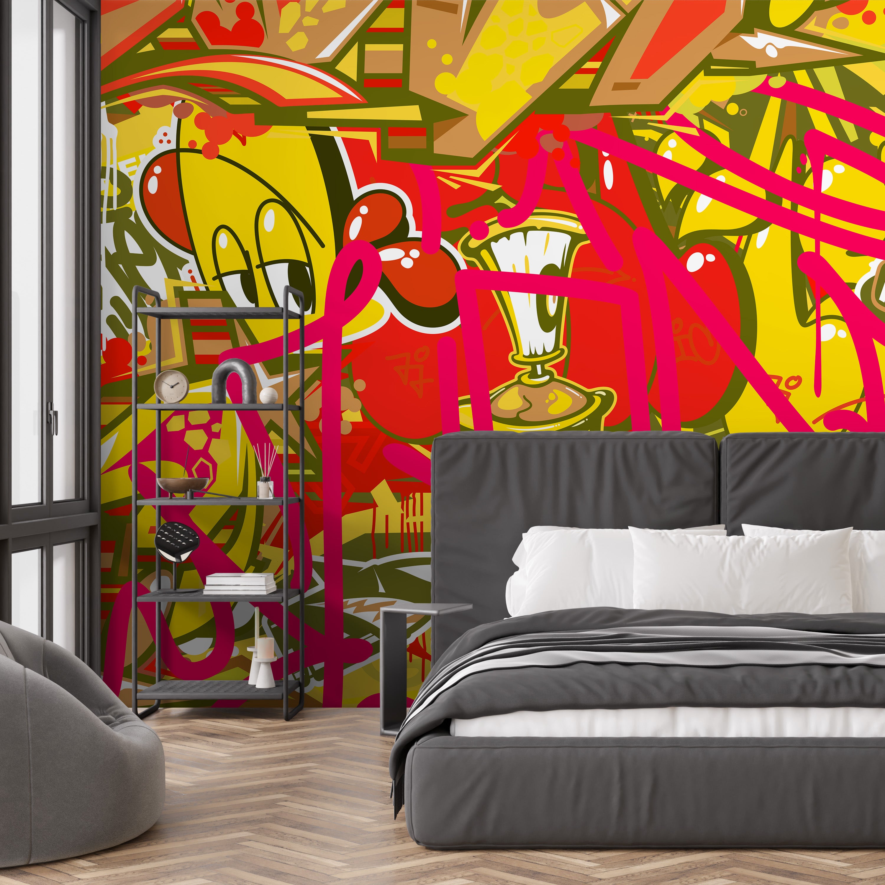 Tag & Spark - Cartoon Graffiti Riot Mural
