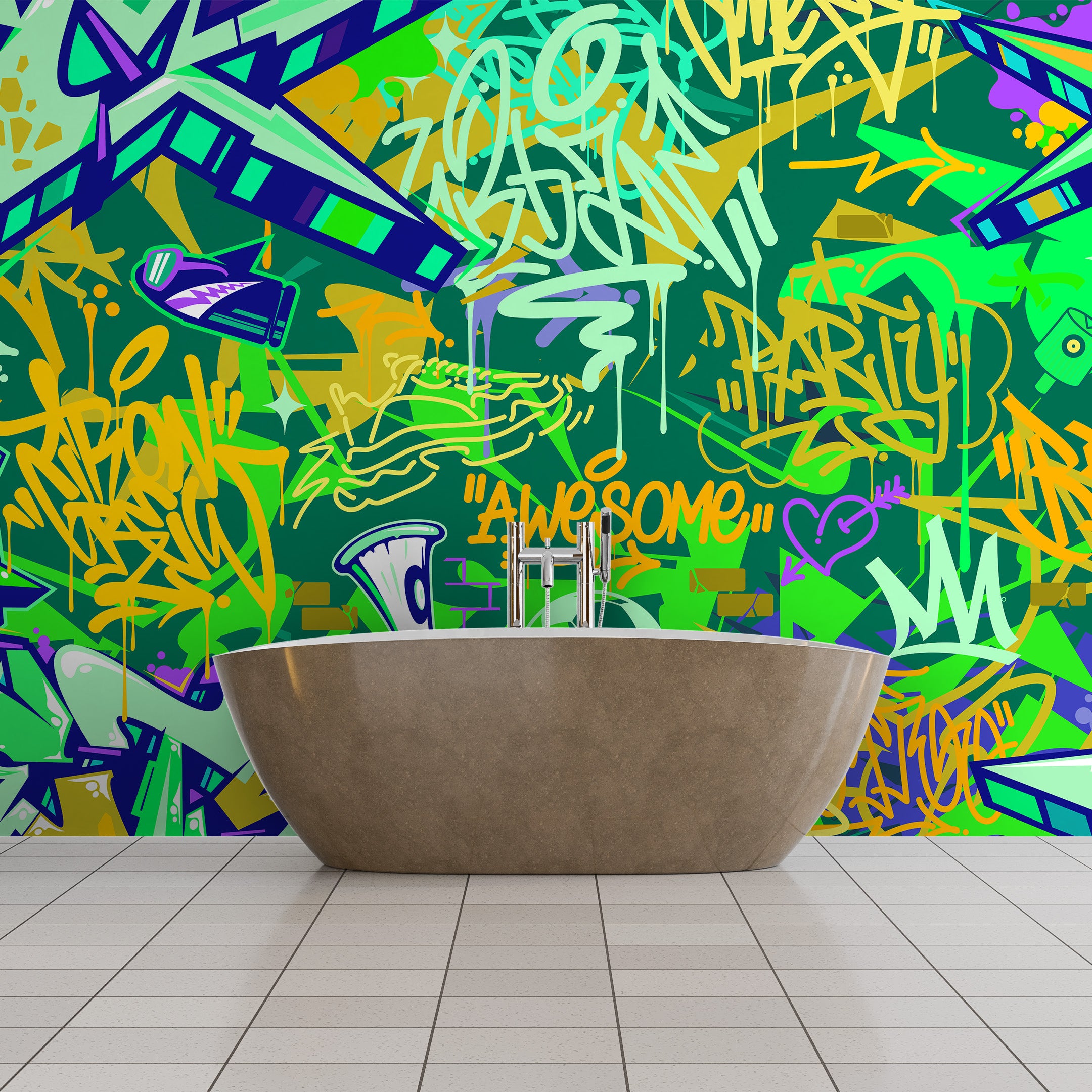 Tag & Spark - Neon Graffiti Fusion Mural