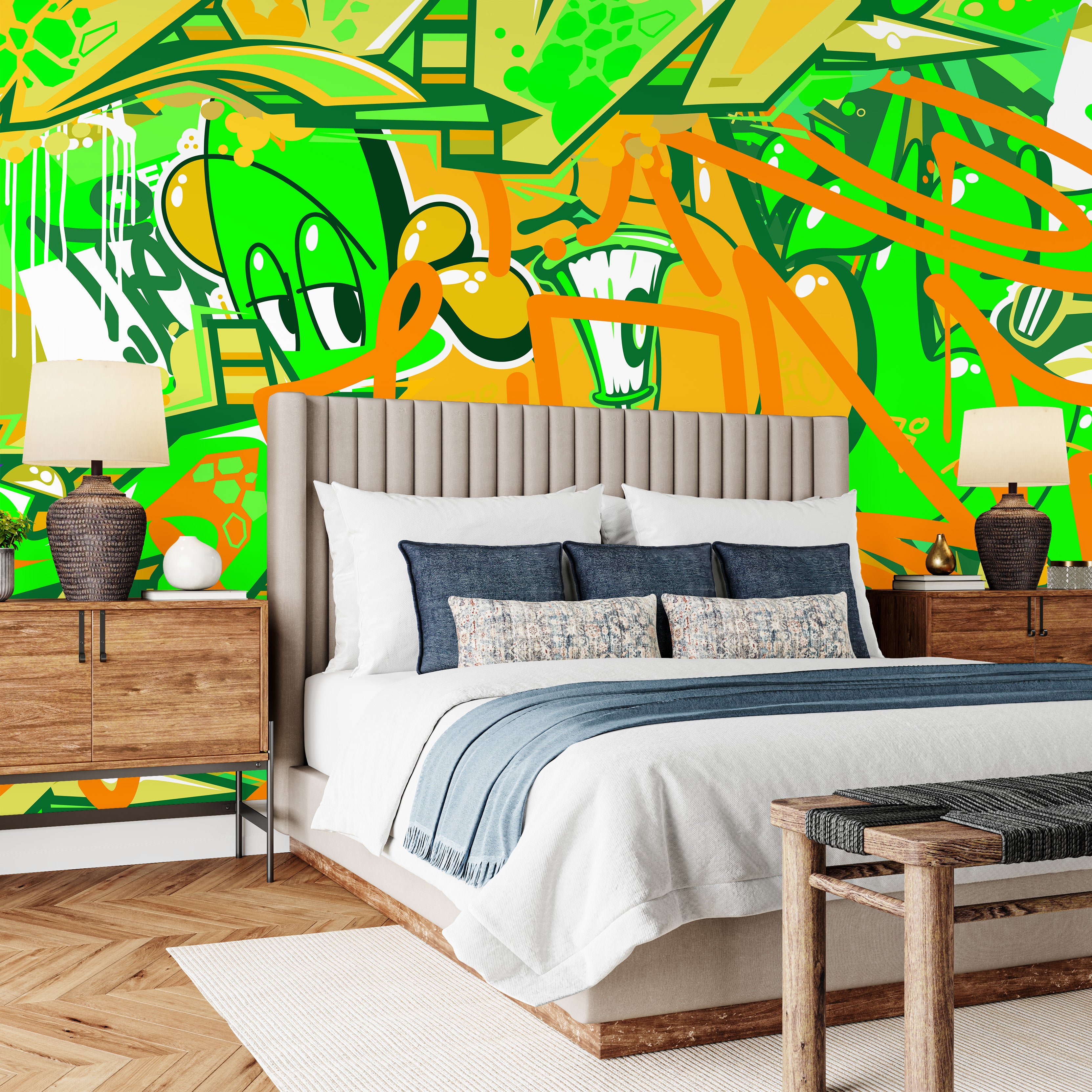 Tag & Spark - Cartoon Graffiti Riot Mural