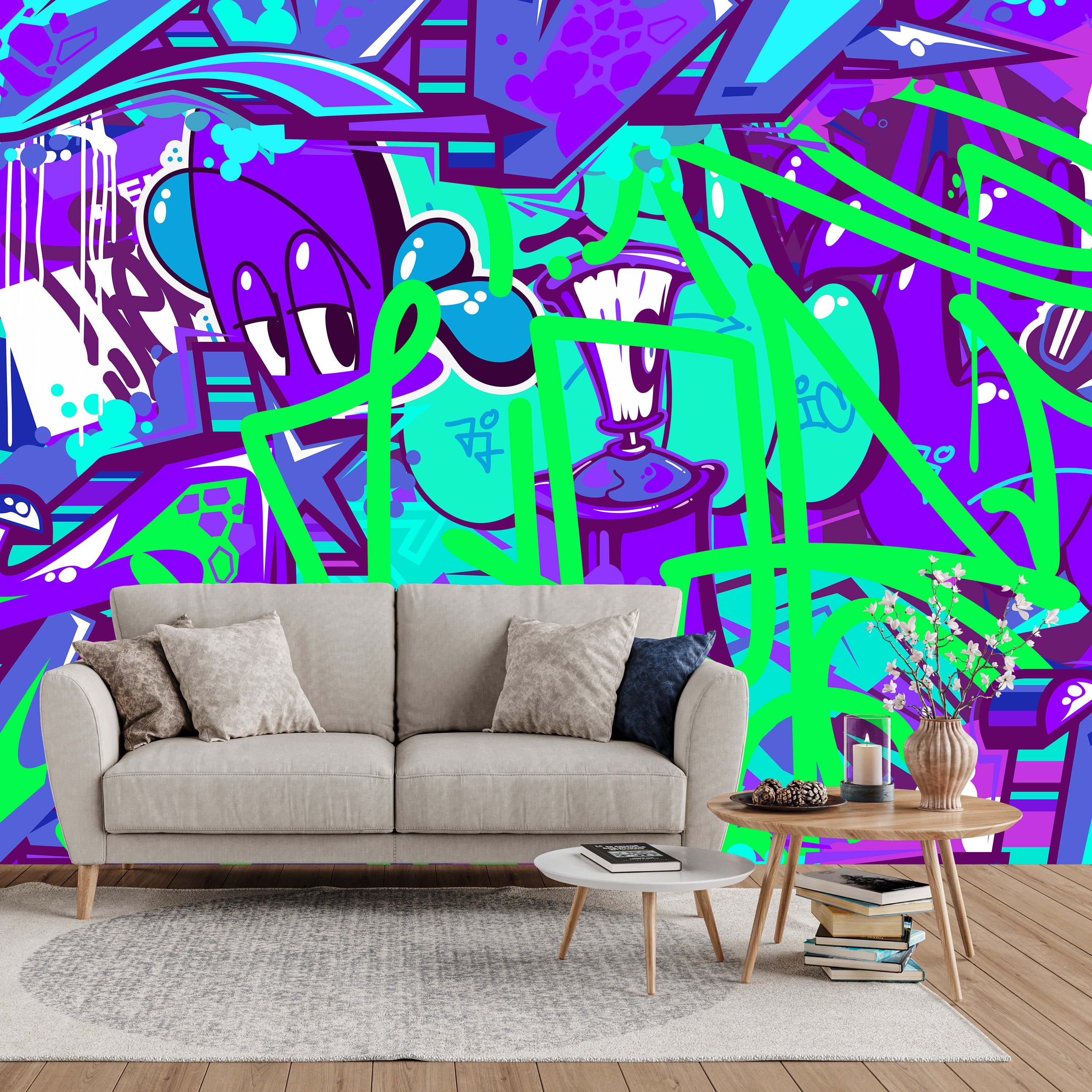 Tag & Spark - Cartoon Graffiti Riot Mural