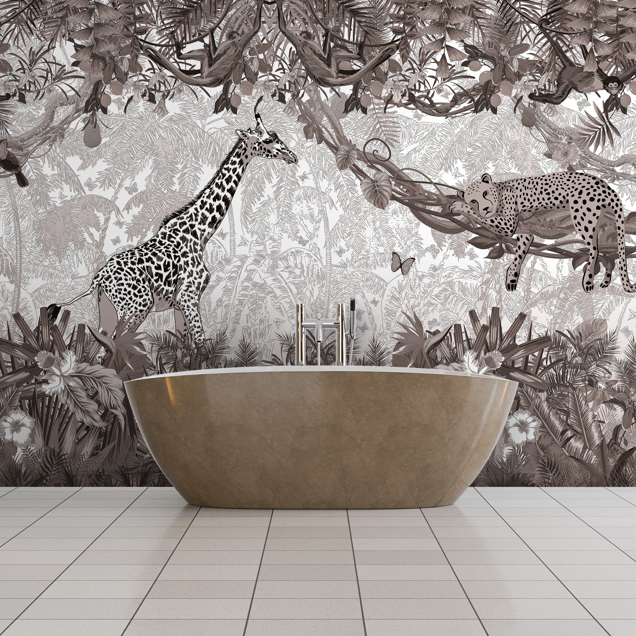 3D Safari Scene - Printed Mural