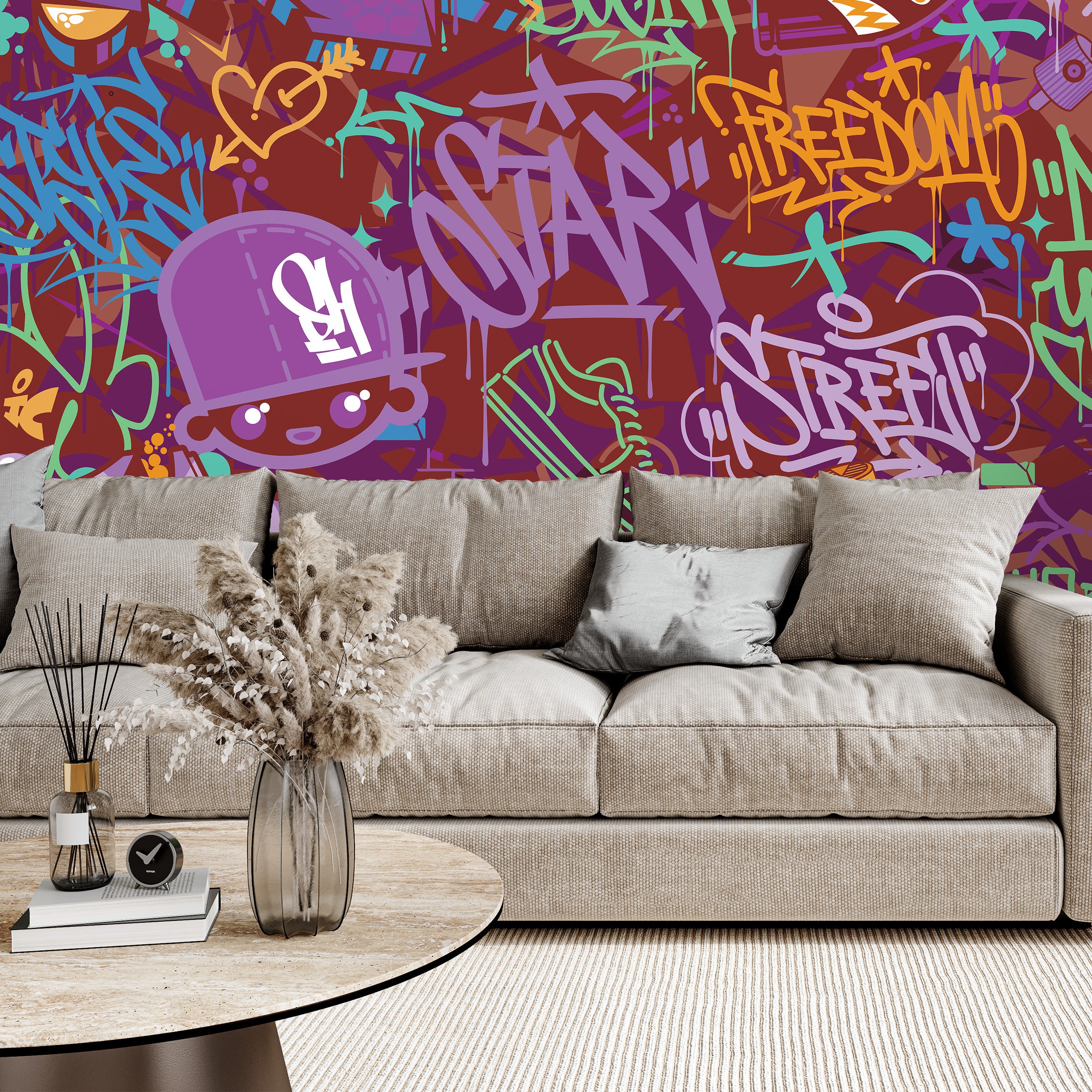 Tag & Spark - Neon City Graffiti Mural
