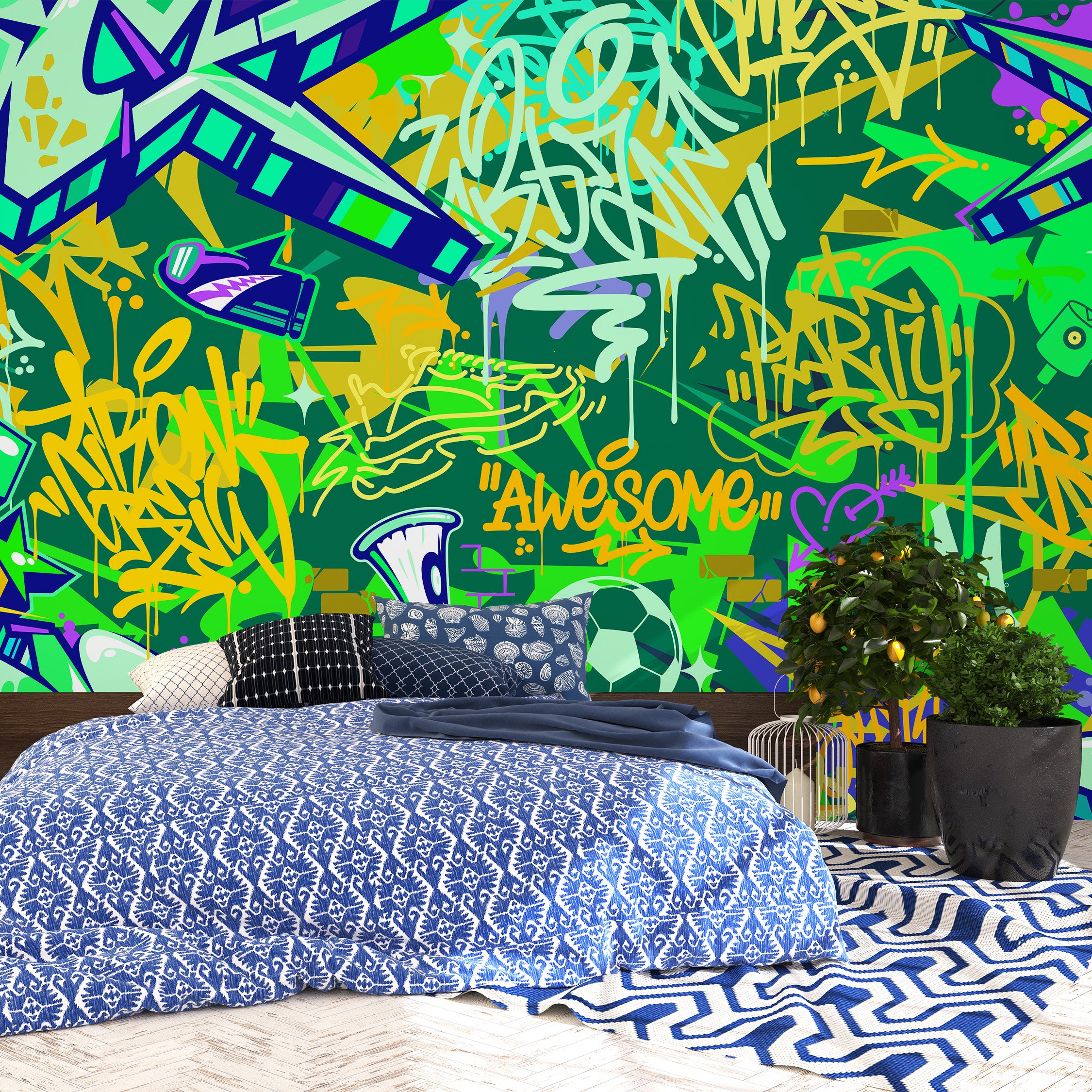 Tag & Spark - Neon Graffiti Fusion Mural