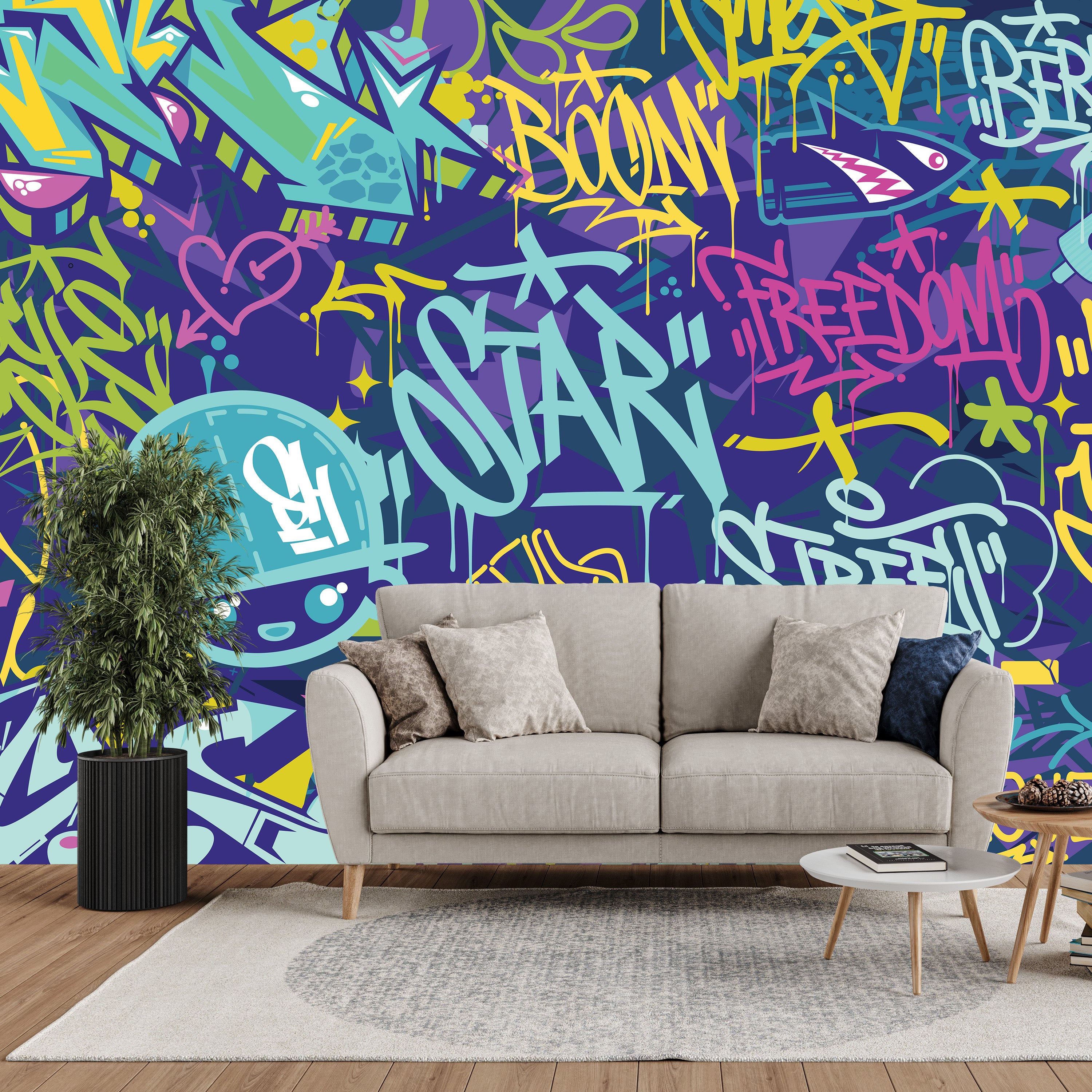Tag & Spark - Neon City Graffiti Mural