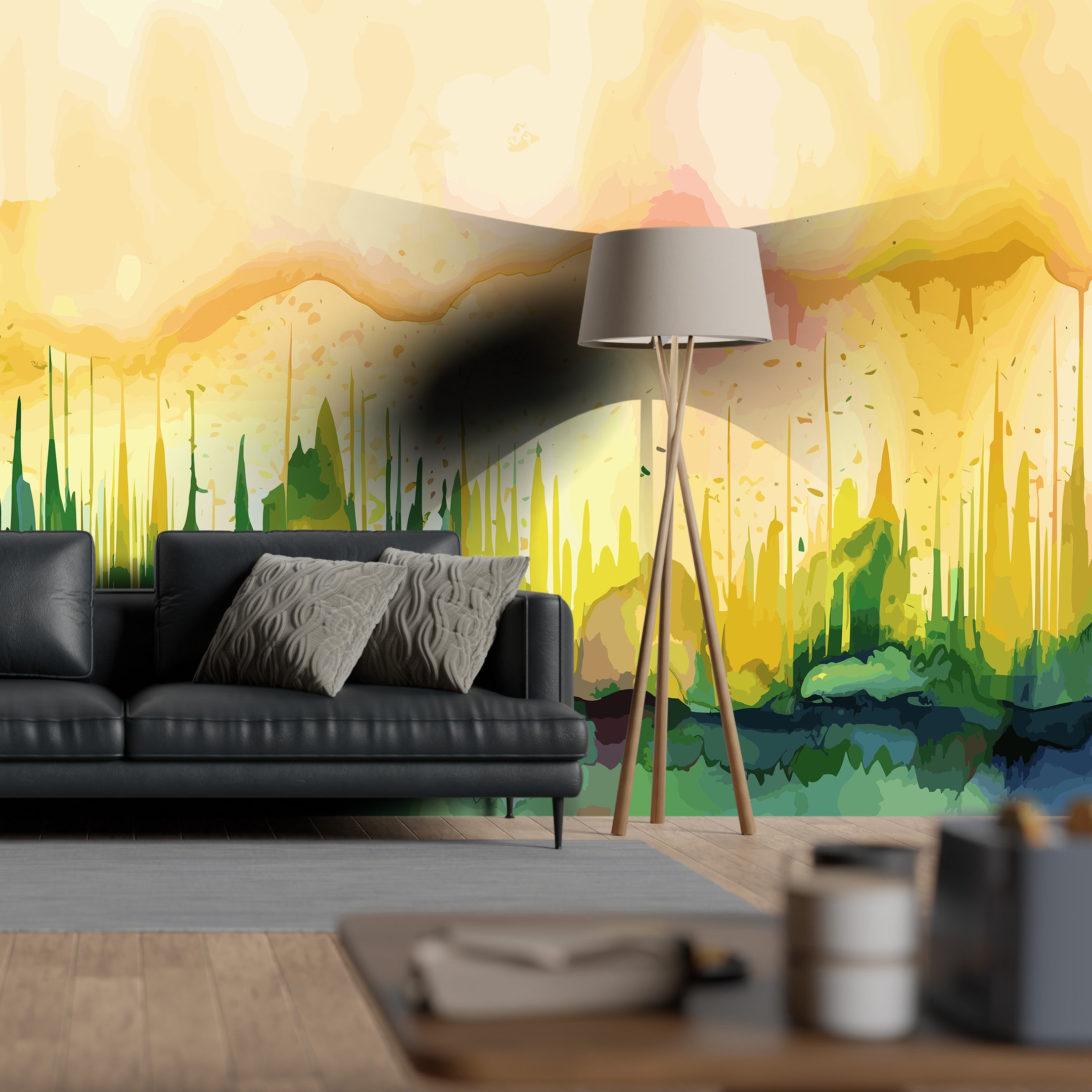 Fluid Watercolor Forest Mural