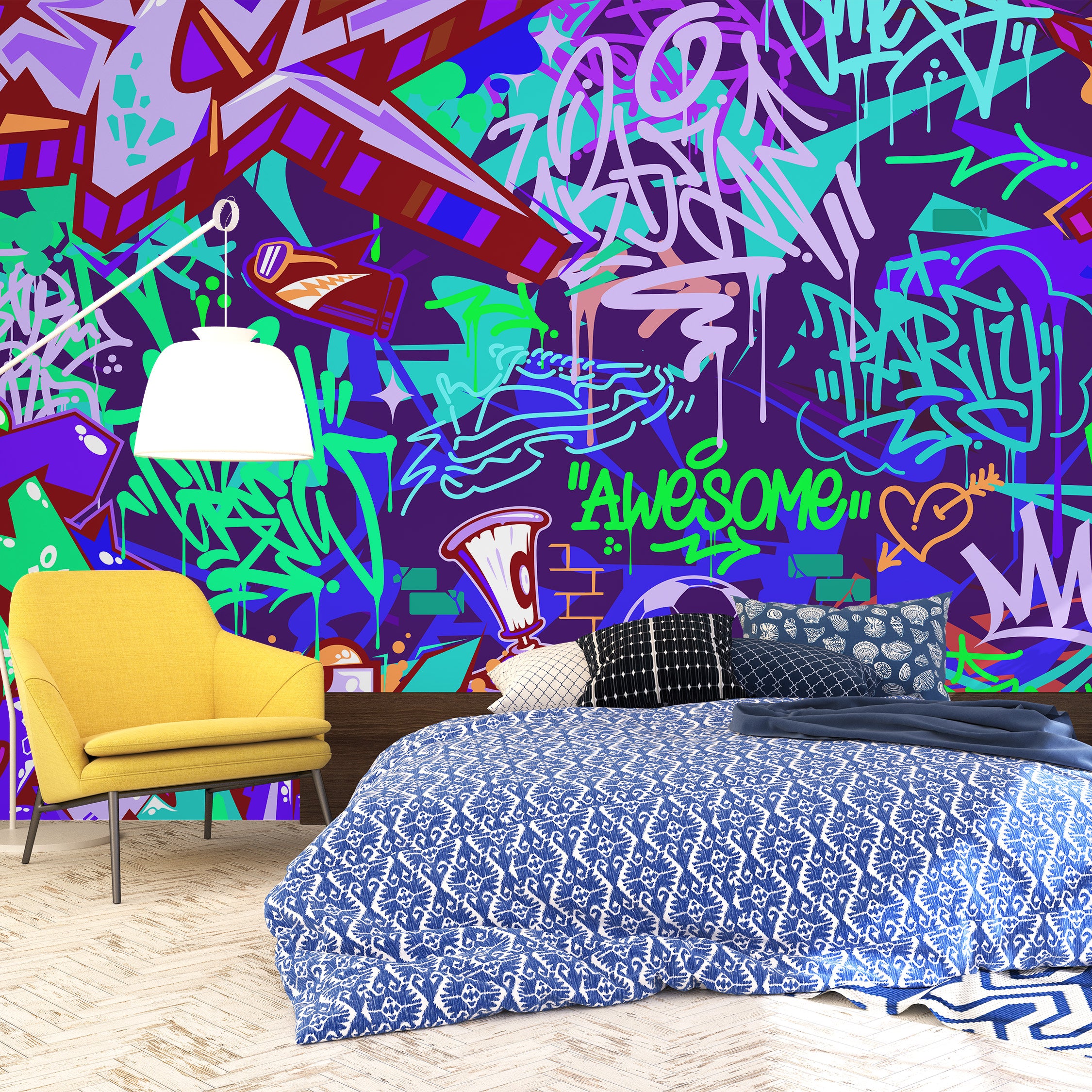Tag & Spark - Neon Graffiti Fusion Mural