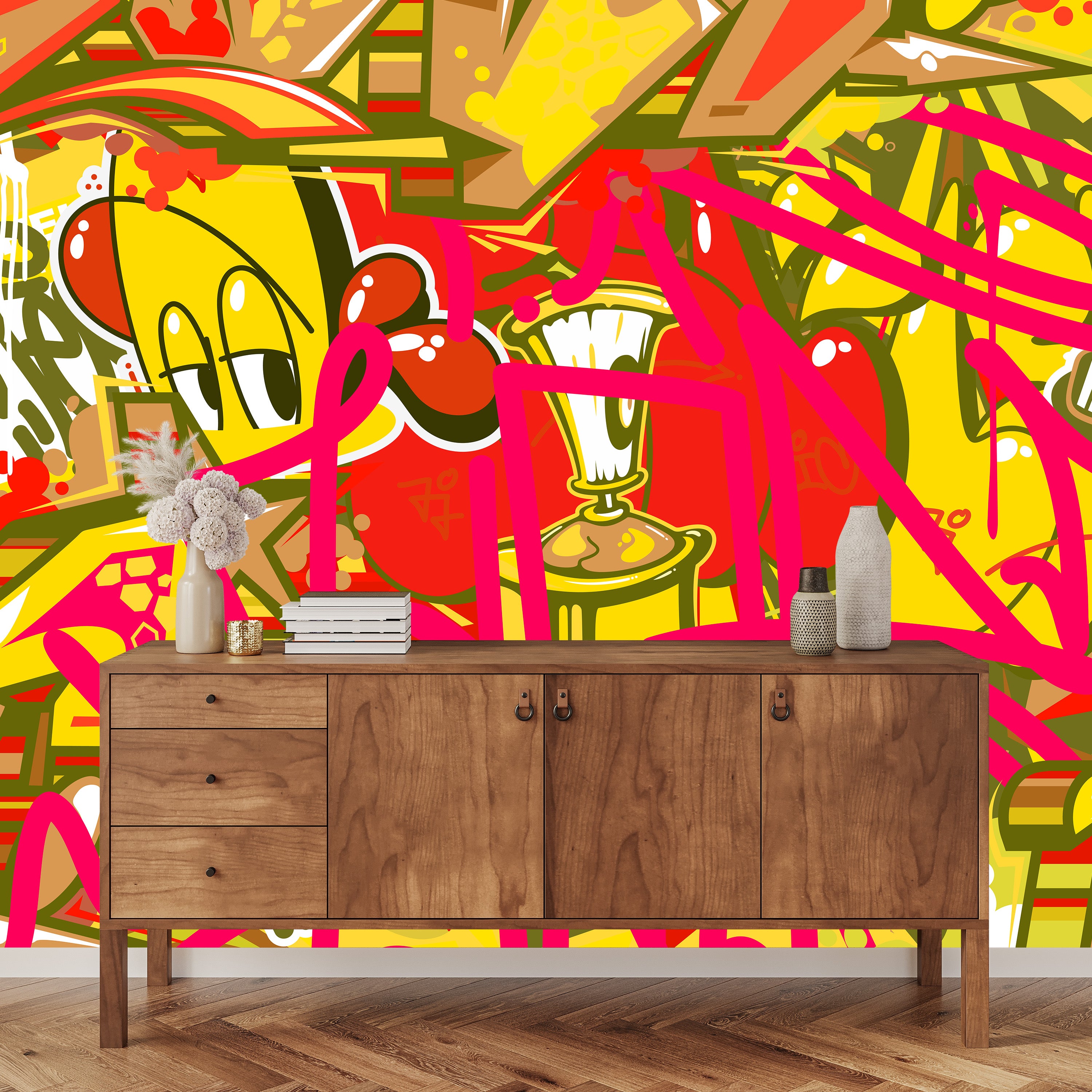 Tag & Spark - Cartoon Graffiti Riot Mural
