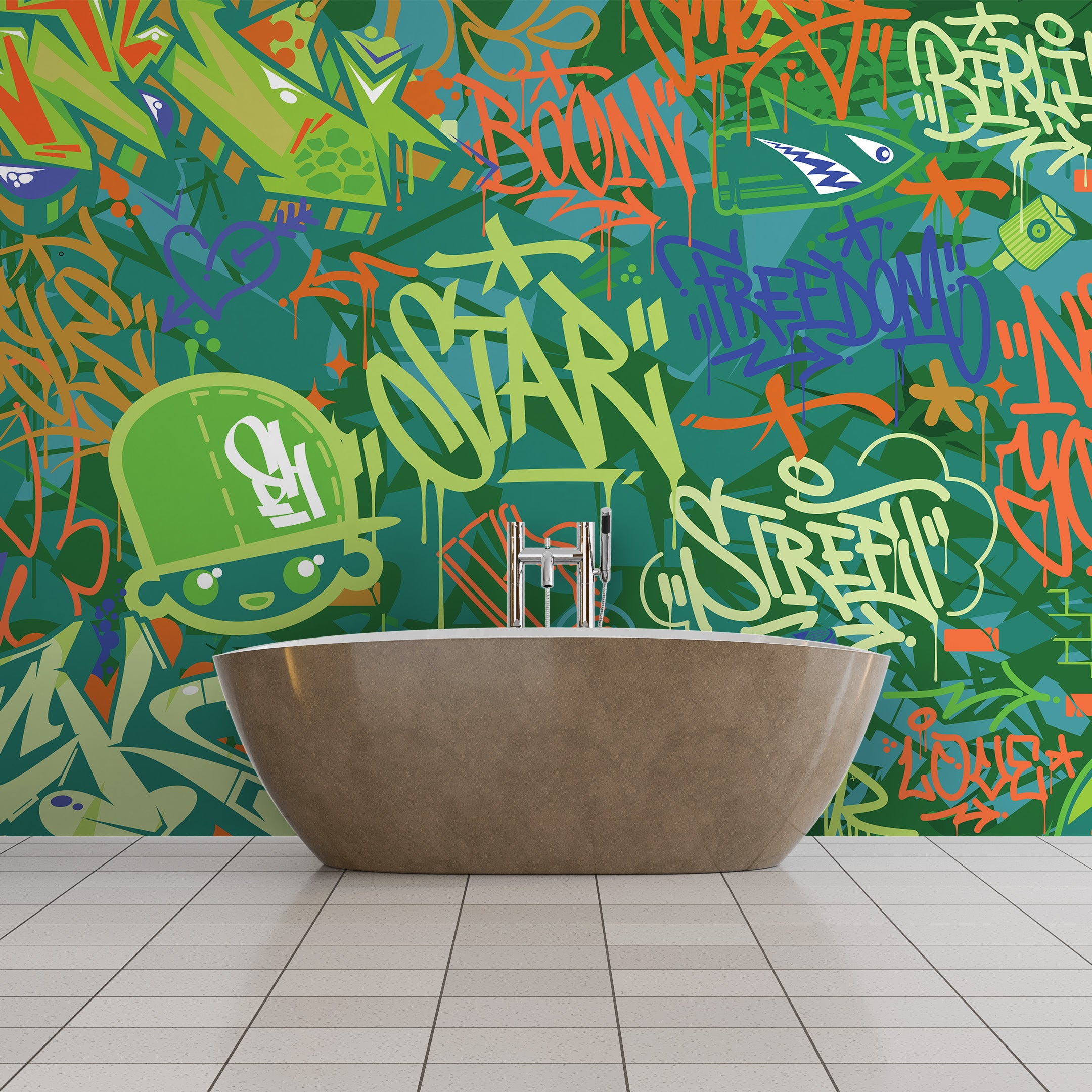 Tag & Spark - Neon City Graffiti Mural