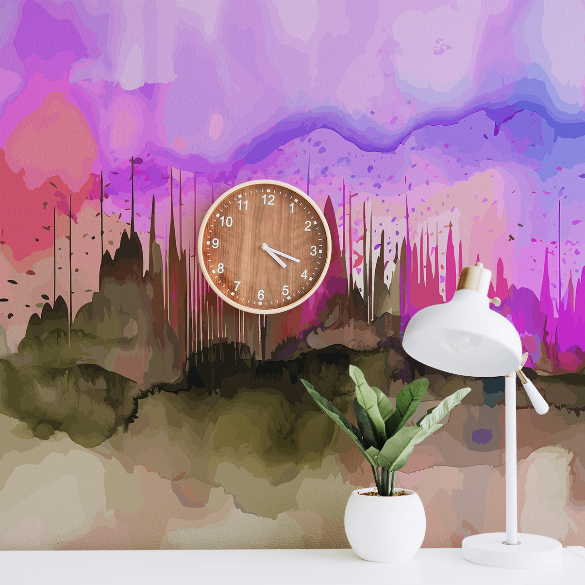 Fluid Watercolor Forest Mural