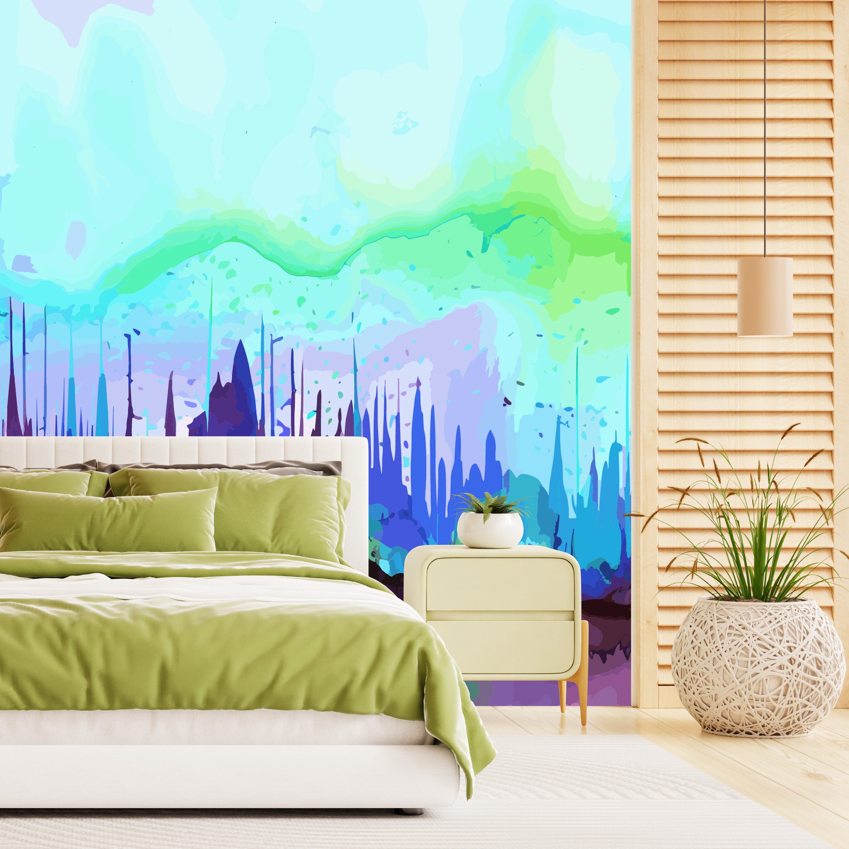 Fluid Watercolor Forest Mural
