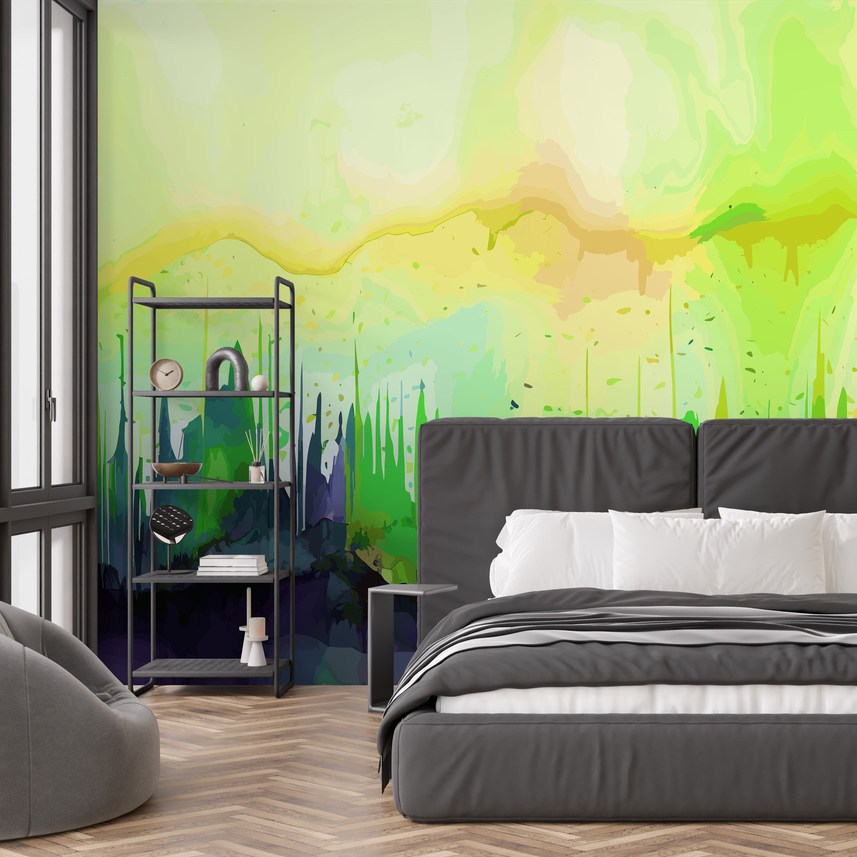 Fluid Watercolor Forest Mural