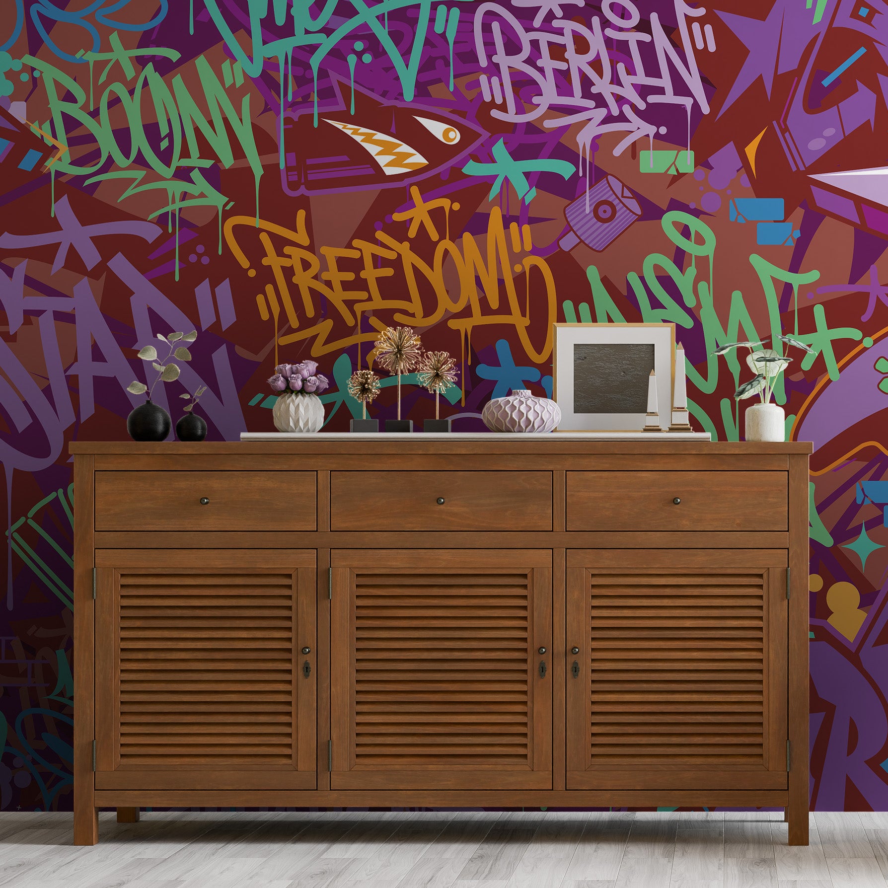 Tag & Spark - Neon City Graffiti Mural