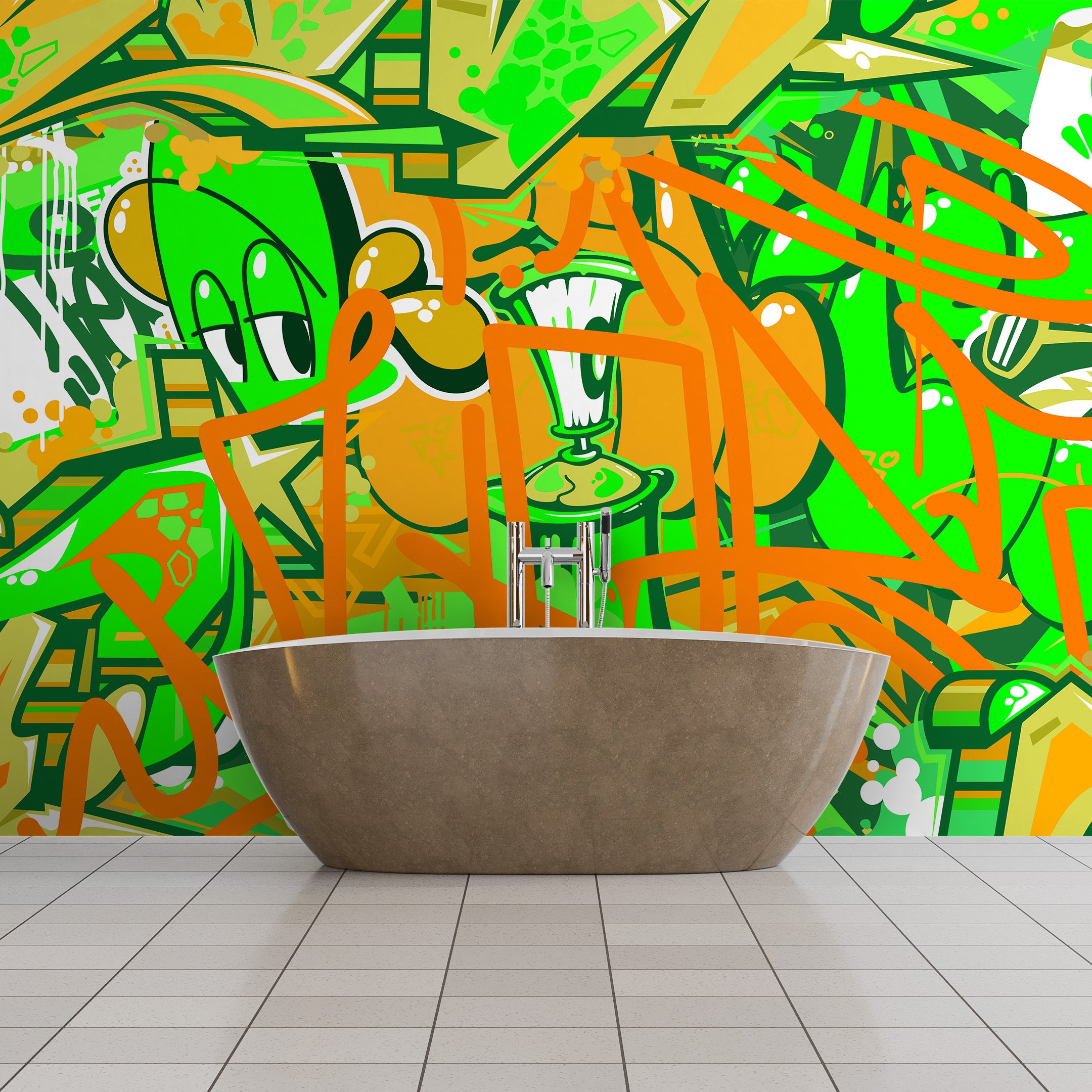 Tag & Spark - Cartoon Graffiti Riot Mural