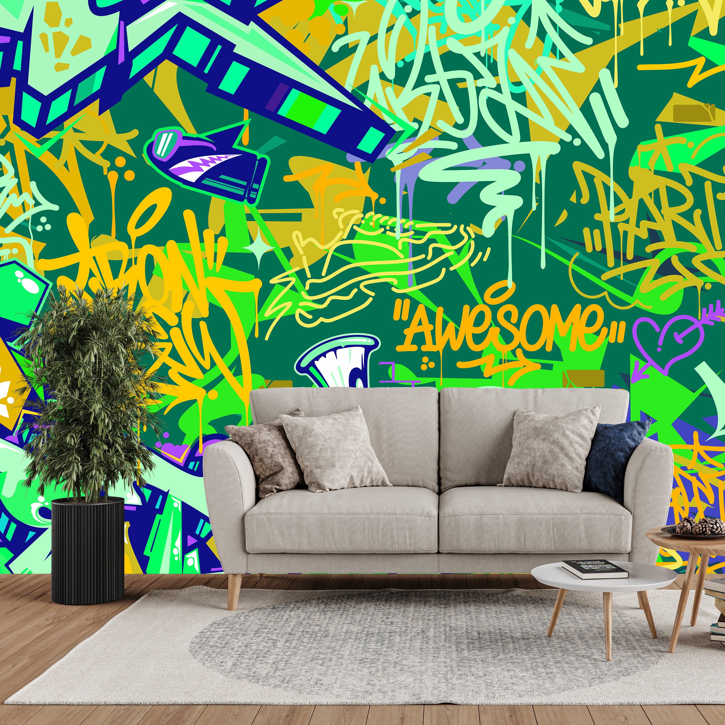 Tag & Spark - Neon Graffiti Fusion Mural