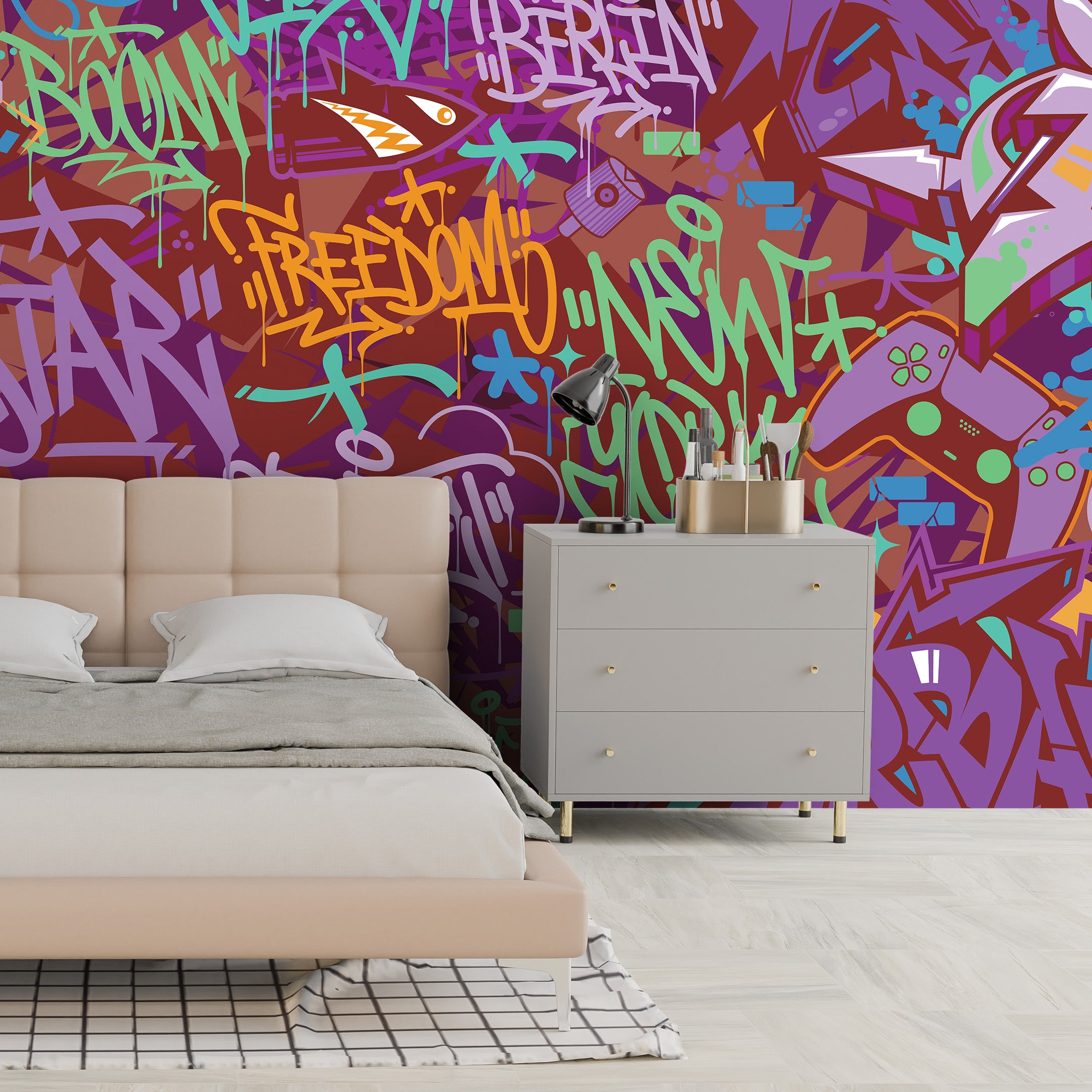 Tag & Spark - Neon City Graffiti Mural