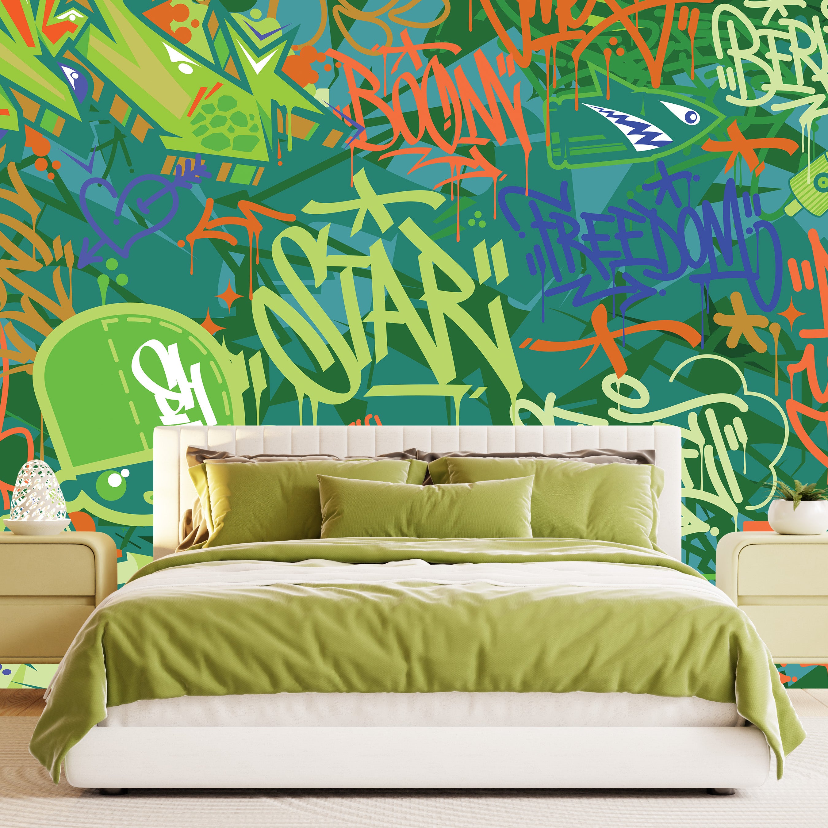 Tag & Spark - Neon City Graffiti Mural