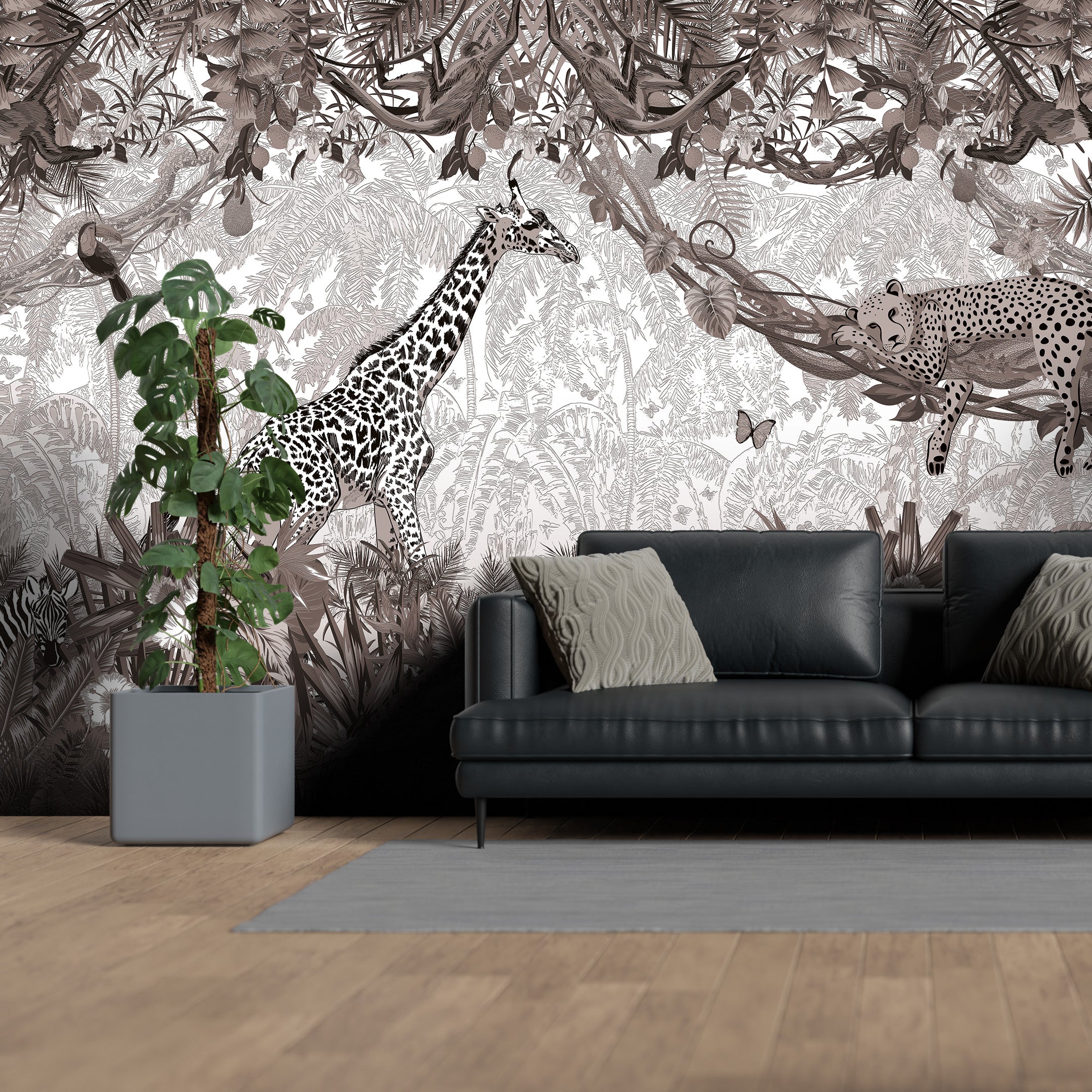 3D Safari Scene - Printed Mural