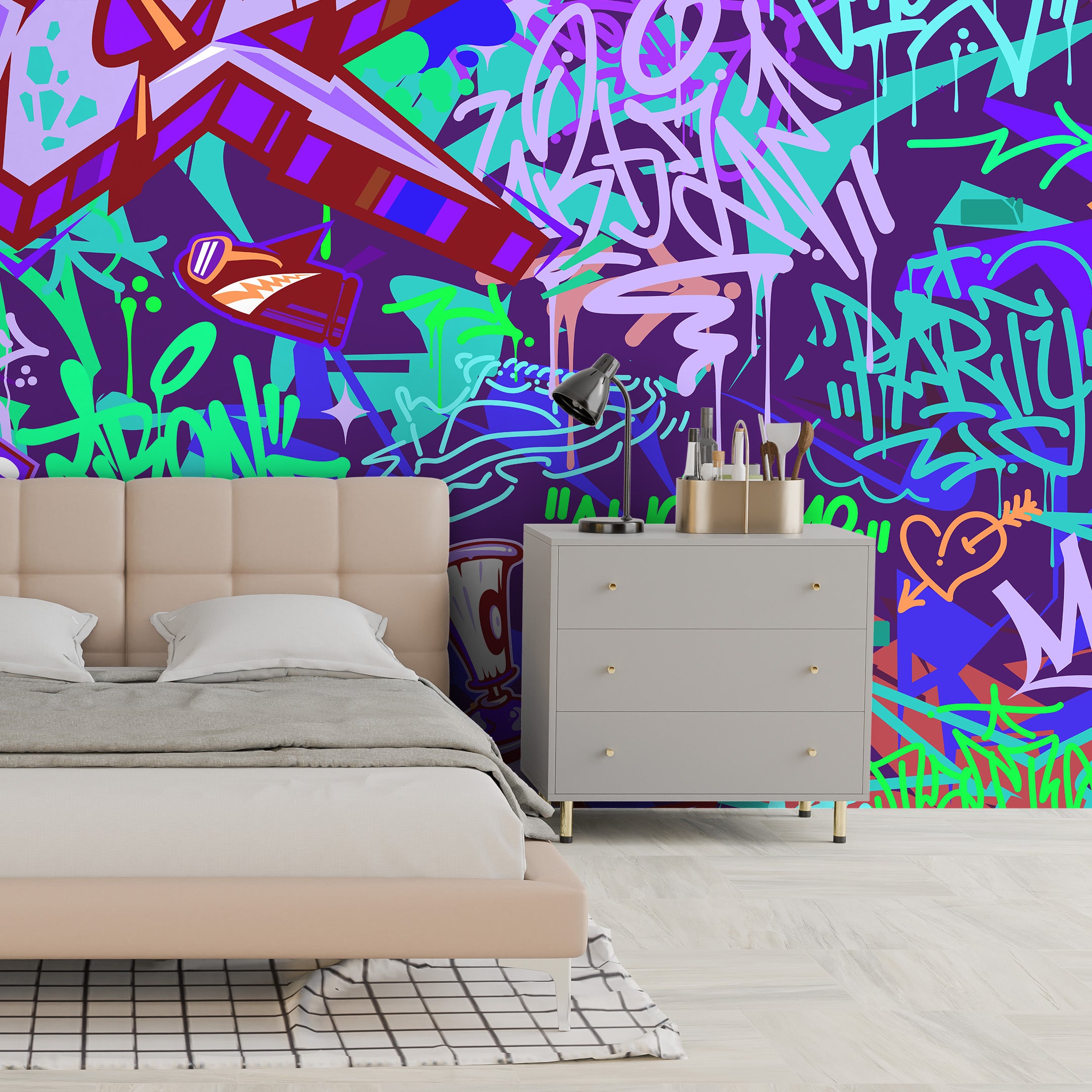 Tag & Spark - Neon Graffiti Fusion Mural