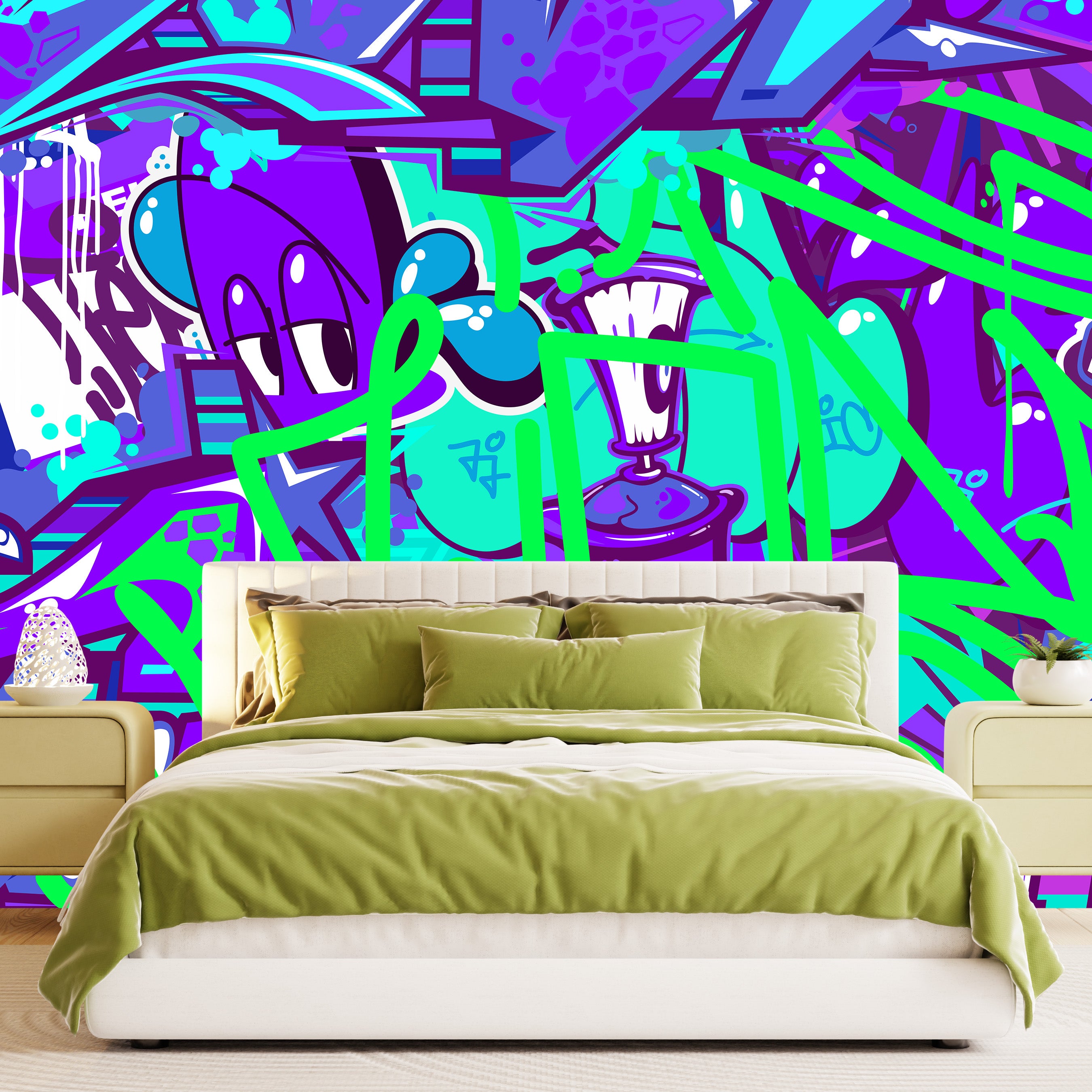 Tag & Spark - Cartoon Graffiti Riot Mural
