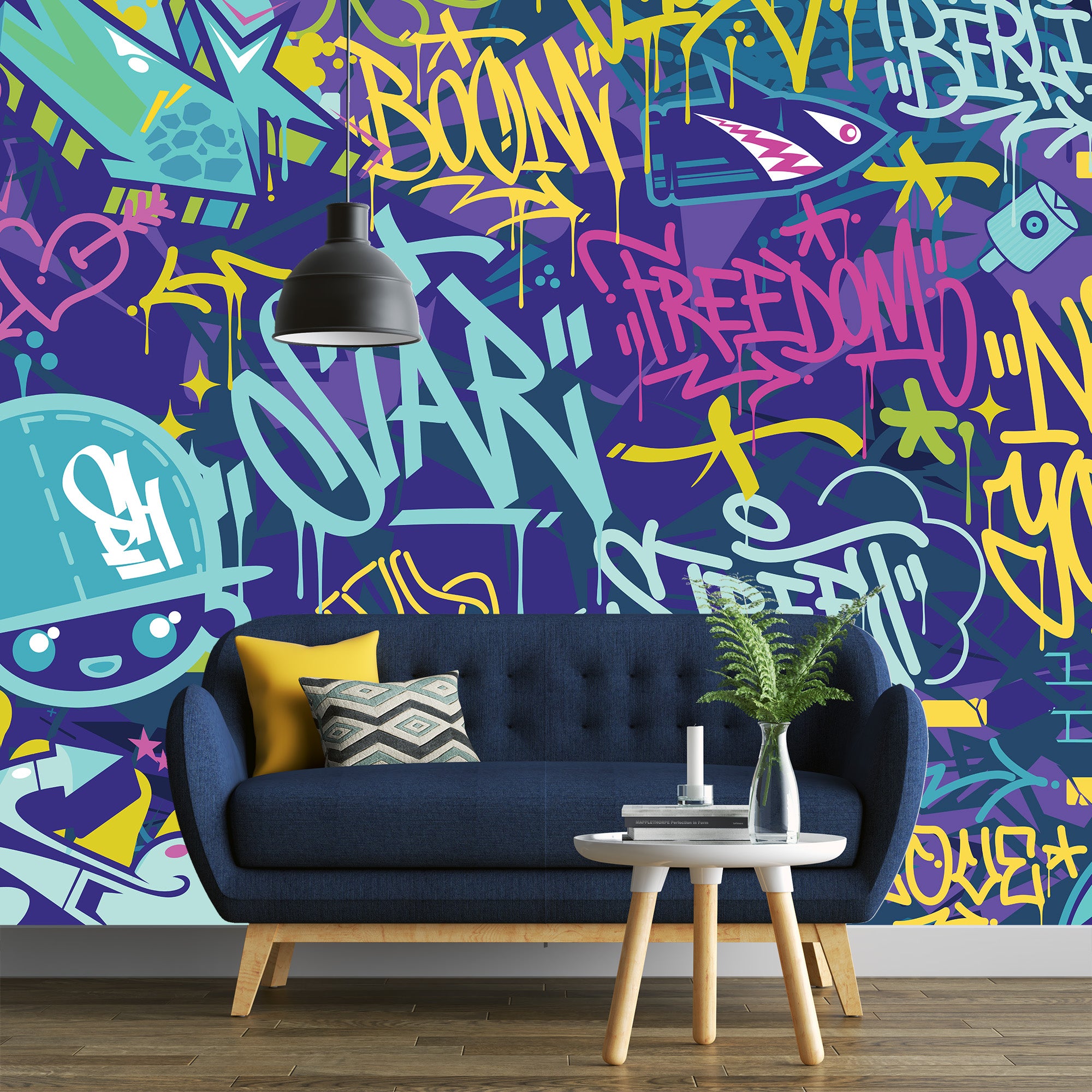 Tag & Spark - Neon City Graffiti Mural