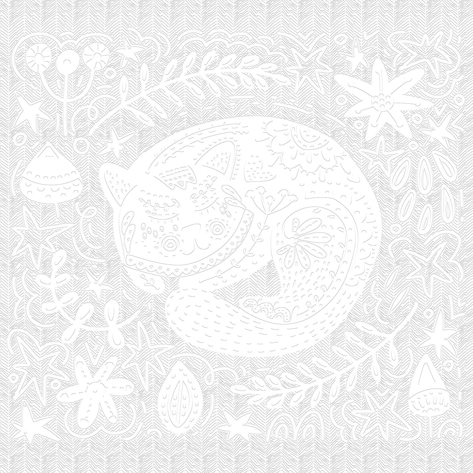 3D Sleeping Folk Cat - Paintable Mural