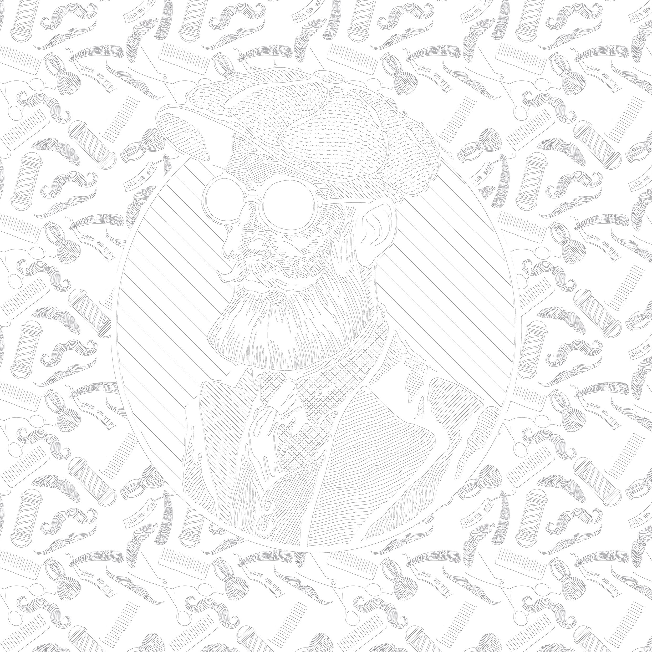 3D Vintage Grooming Tapestry - Paintable Mural