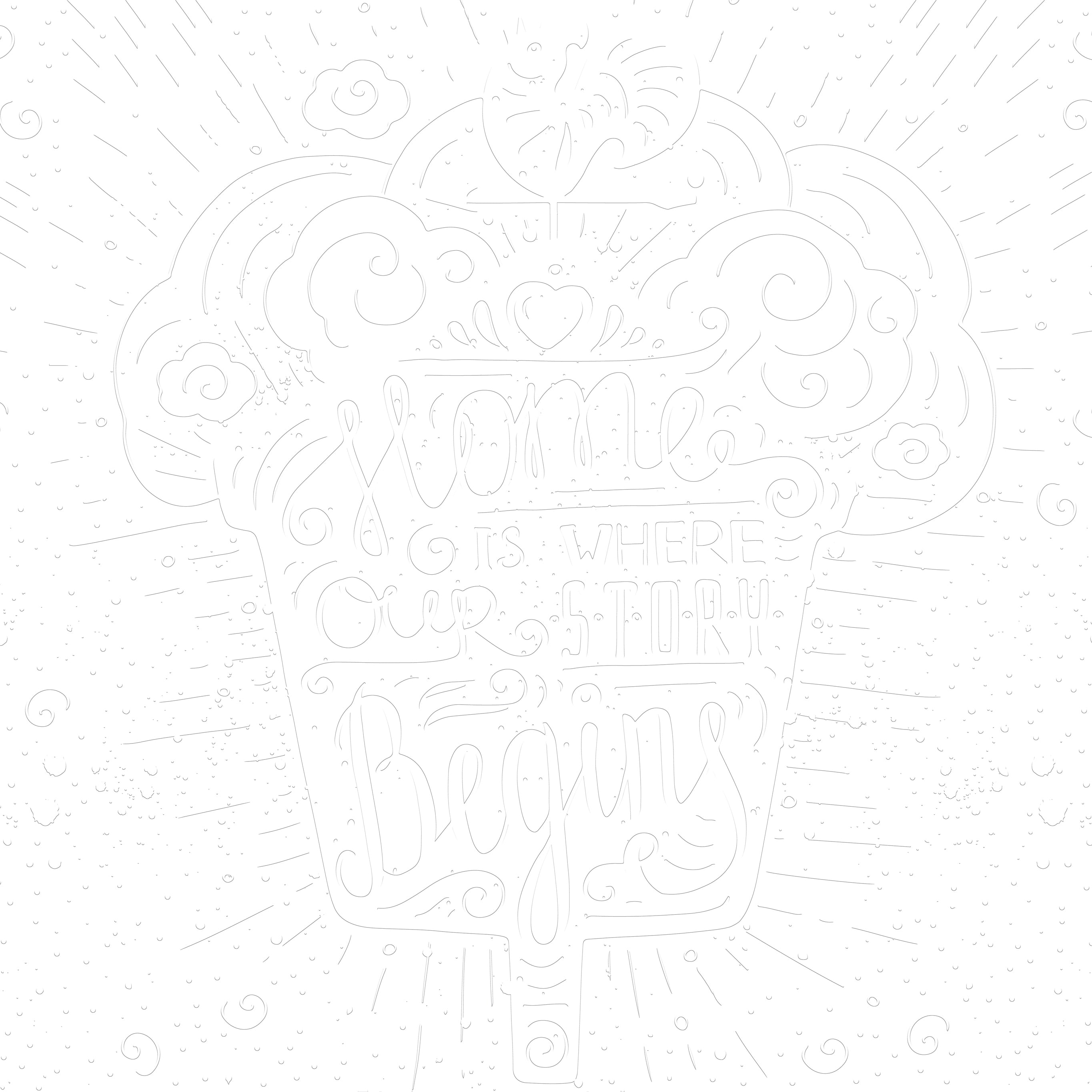 3D Sweet Home Calligraphy - Paintable Mural