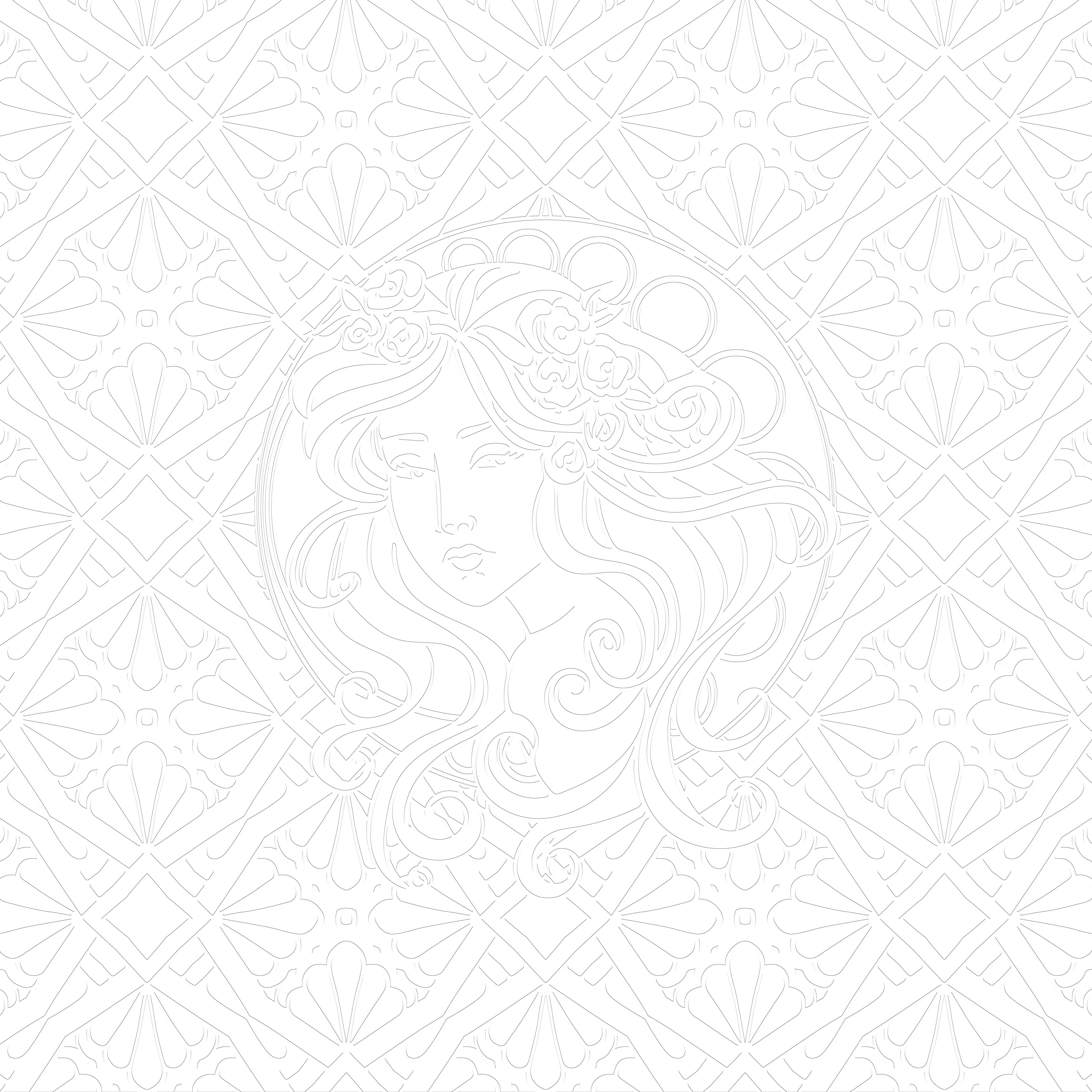 3D Nouveau Muse - Paintable Mural